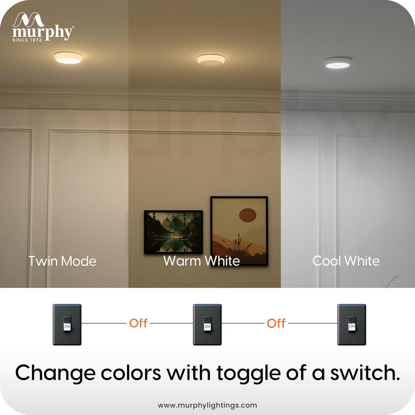 Murphy 2-in-1 8W+8W Double Color Round LED Junction Box Ceiling Light | High Brightness Energy Saving Indoor Light | 2-Year Warranty