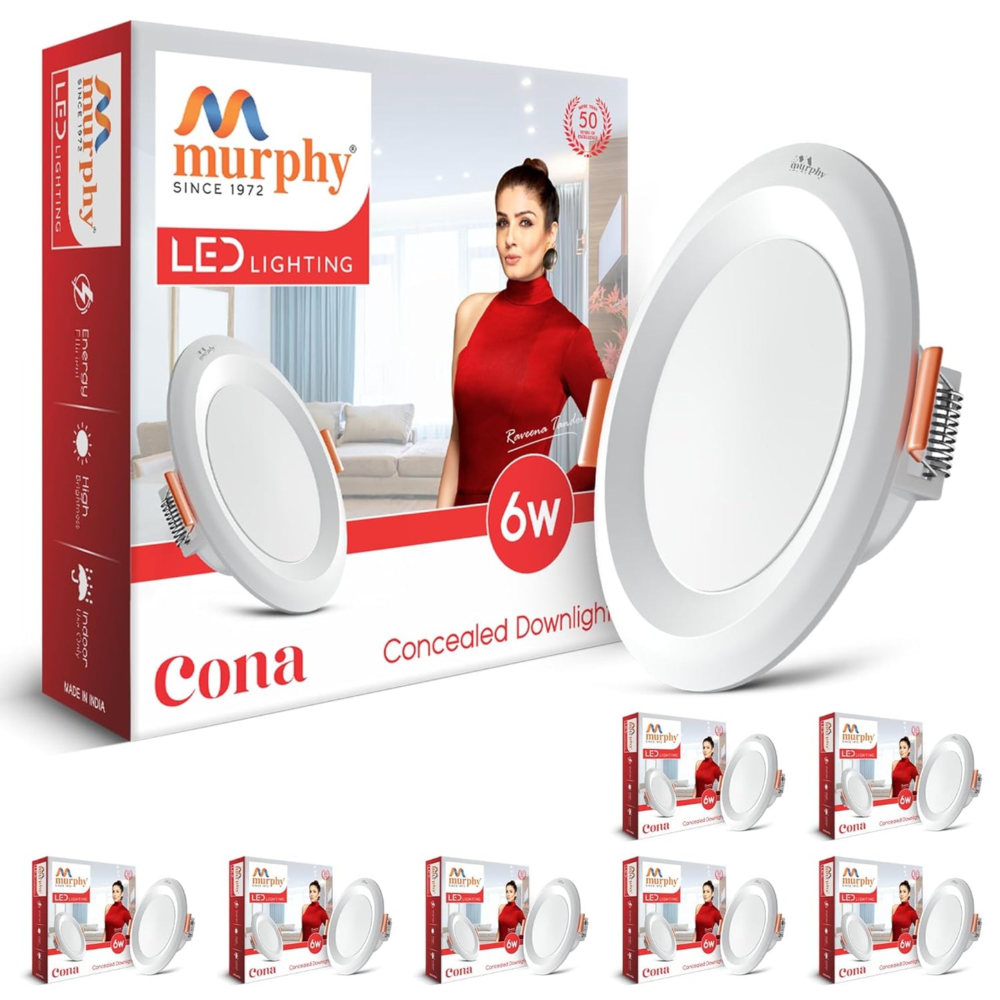 Murphy Cona 6W Round LED Concealed Panel Down Light | Best Suited for 3-Inch Cutout, Energy Efficient, 2 Years Warranty