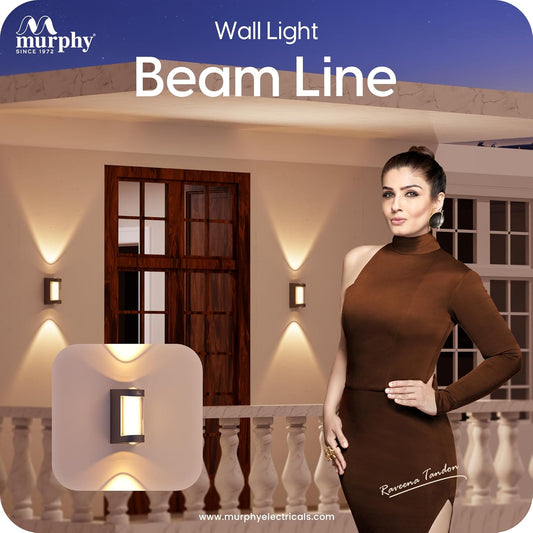 Murphy Beam Line 4W LED Outdoor/Indoor Wall Light | IP66 Waterproof | 2-Year Warranty | Up & Down Glow | Warm White | Shockproof Aluminium Body | Matt Black Finish |