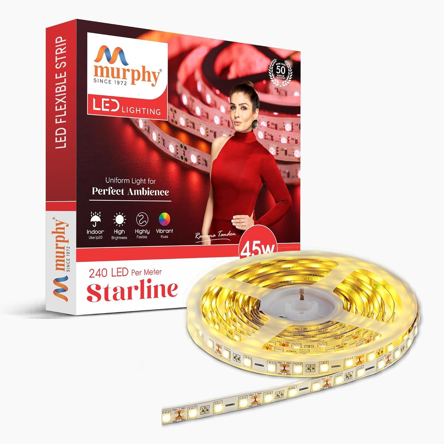 Murphy 45W LED Strip Light 2835 High Lumen 5 Metre (120 LEDs/Mtr) Cool White – 12V DC 10A Driver Included | Cove/False Ceiling/Decor Light