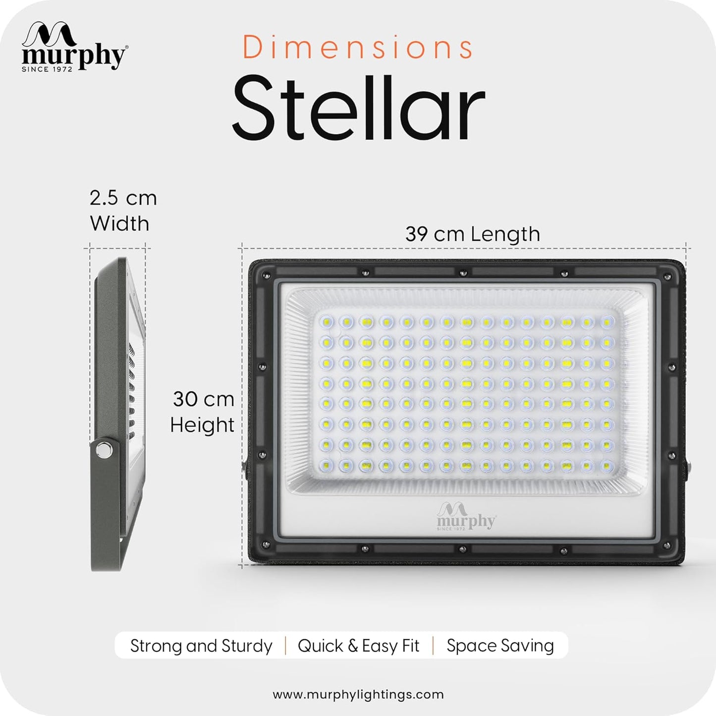 Murphy Stellar 200W LED Flood Light | Ultra-Bright 6500K Cool White | IP66 Waterproof & Surge Protected | High Lumen Outdoor Security Light for Factory, Sports Ground