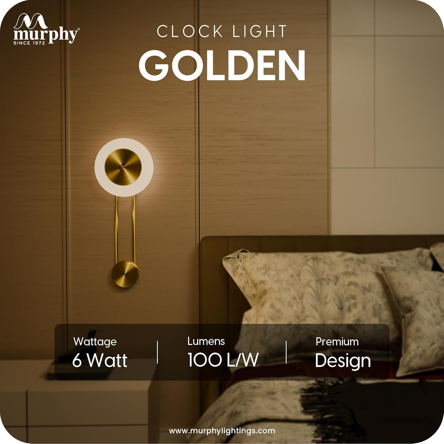 Murphy Modern Brass Finish Clock Style Pendant Wall Light – Luxury Hanging Light with 3in1 Colour Changing Function 2 Years Warranty