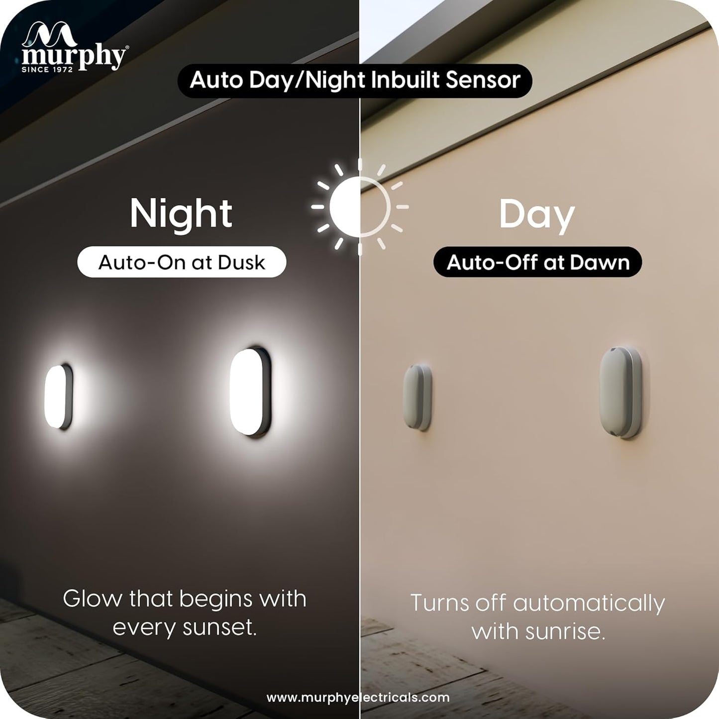 Murphy 10W Motion Sensor Bulkhead Light with 6-Month Warranty | Auto On-Off | IP65 Waterproof LED Wall Light for Bathroom, Garden, Porch, Indoor Outdoor Use | Cool White