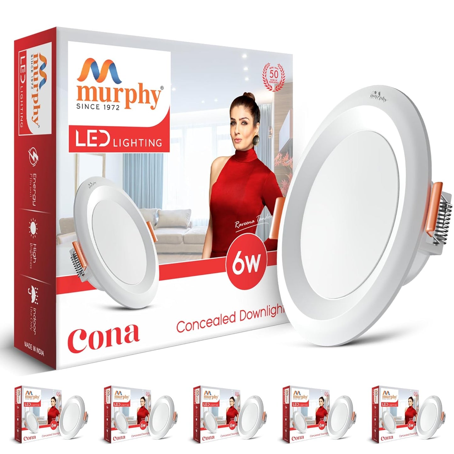 Murphy Cona 6W Round LED Concealed Panel Down Light | Best Suited for 3-Inch Cutout, Energy Efficient, 2 Years Warranty