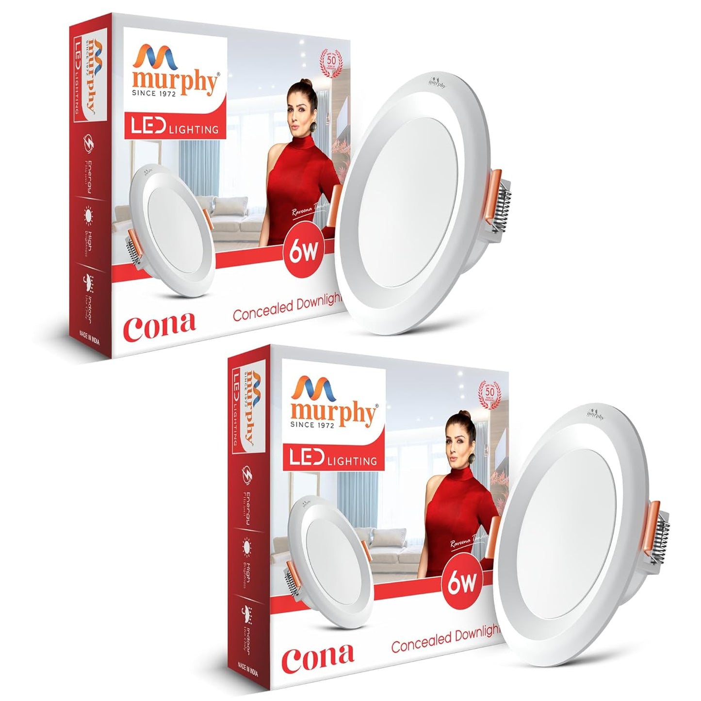 Murphy Cona 6W Round LED Concealed Panel Down Light | Best Suited for 3-Inch Cutout, Energy Efficient, 2 Years Warranty