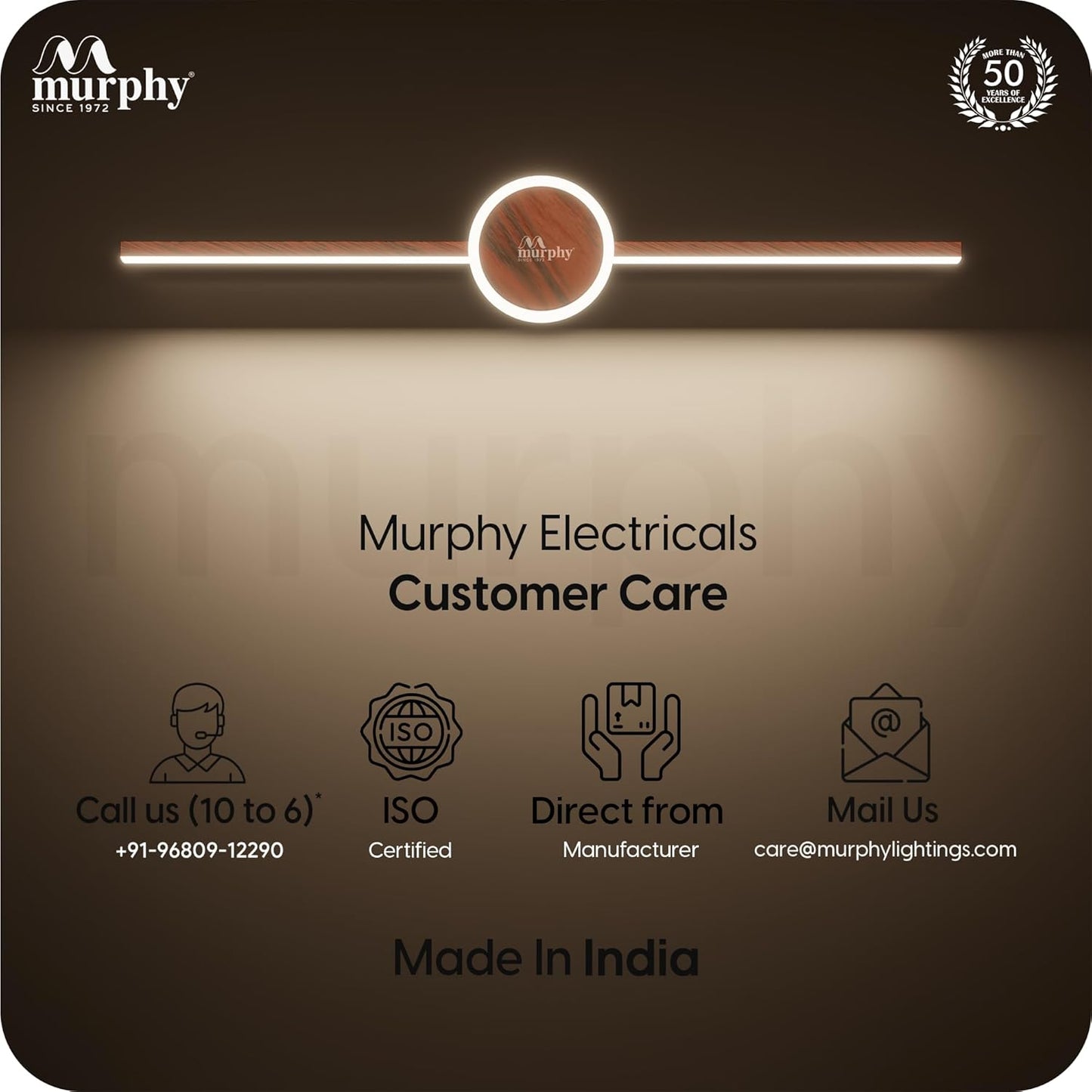 Murphy 16W+2W LED Mirror Light | 3 Color Changing (White/Warm/Natural) | Wooden Finish – Sun Design, Modern Over Mirror Bathroom/Dressing Table Light