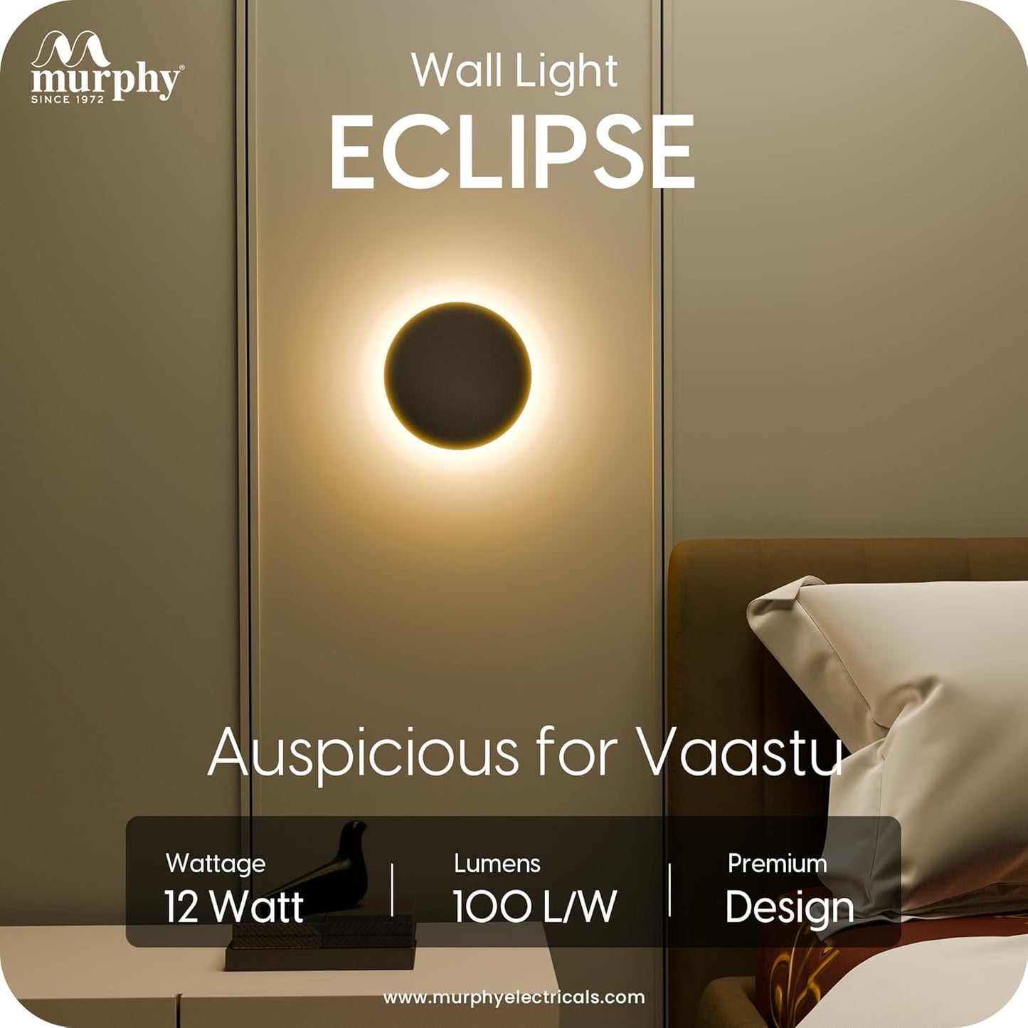 Murphy 12W Black Moon LED Wall Lamp