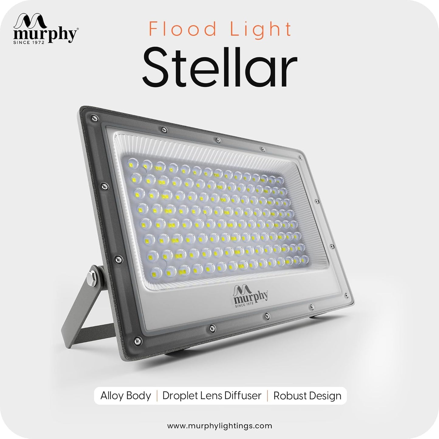 Murphy Stellar 200W LED Flood Light | Ultra-Bright 6500K Cool White | IP66 Waterproof & Surge Protected | High Lumen Outdoor Security Light for Factory, Sports Ground