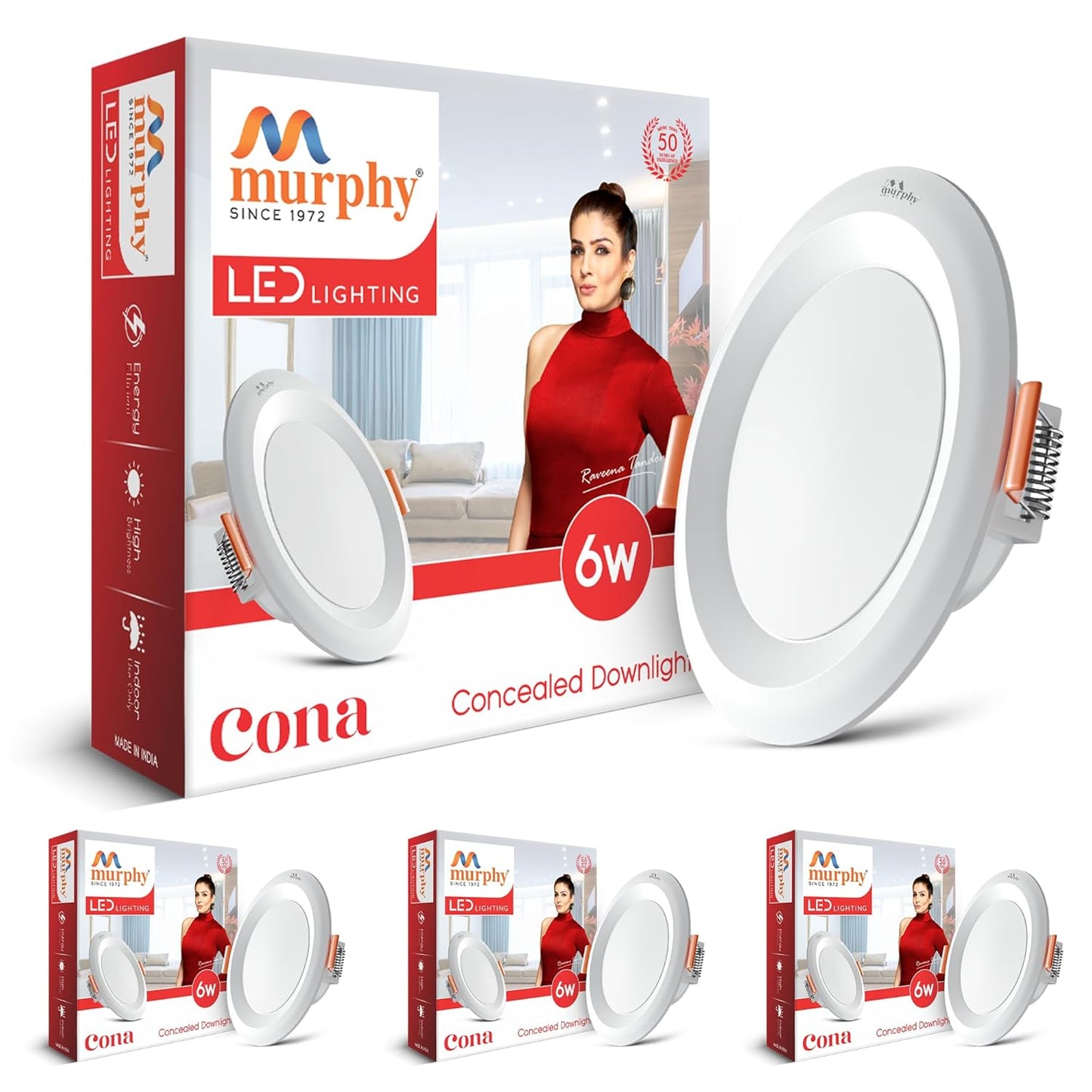 Murphy Cona 6W Round LED Concealed Panel Down Light | Best Suited for 3-Inch Cutout, Energy Efficient, 2 Years Warranty