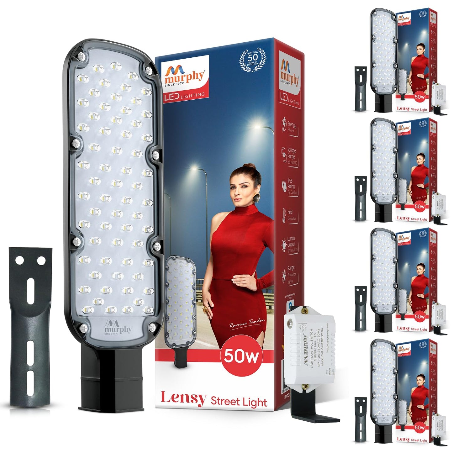 Murphy LED Lensy 50W Dusk to Dawn Auto Day/Night ON/Off Street Light, IP-65 Outdoor Light Cool White