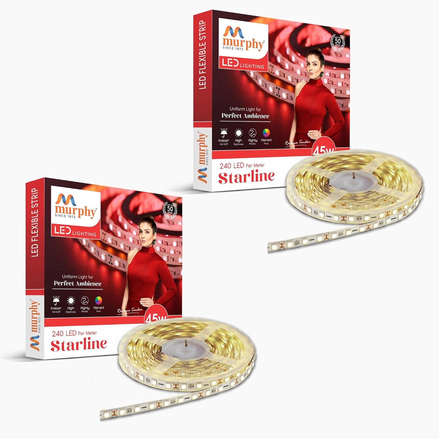 Murphy 45W LED Strip Light 2835 High Lumen 5 Metre (120 LEDs/Mtr) Cool White – 12V DC 10A Driver Included | Cove/False Ceiling/Decor Light