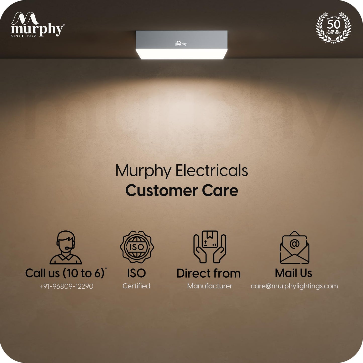 Murphy 15W 3-in-1 LED Square Surface Ceiling Light | 2 Year Warranty | Color Changing (Cool White/Natural White/Warm White) | Rimless Slim Design |