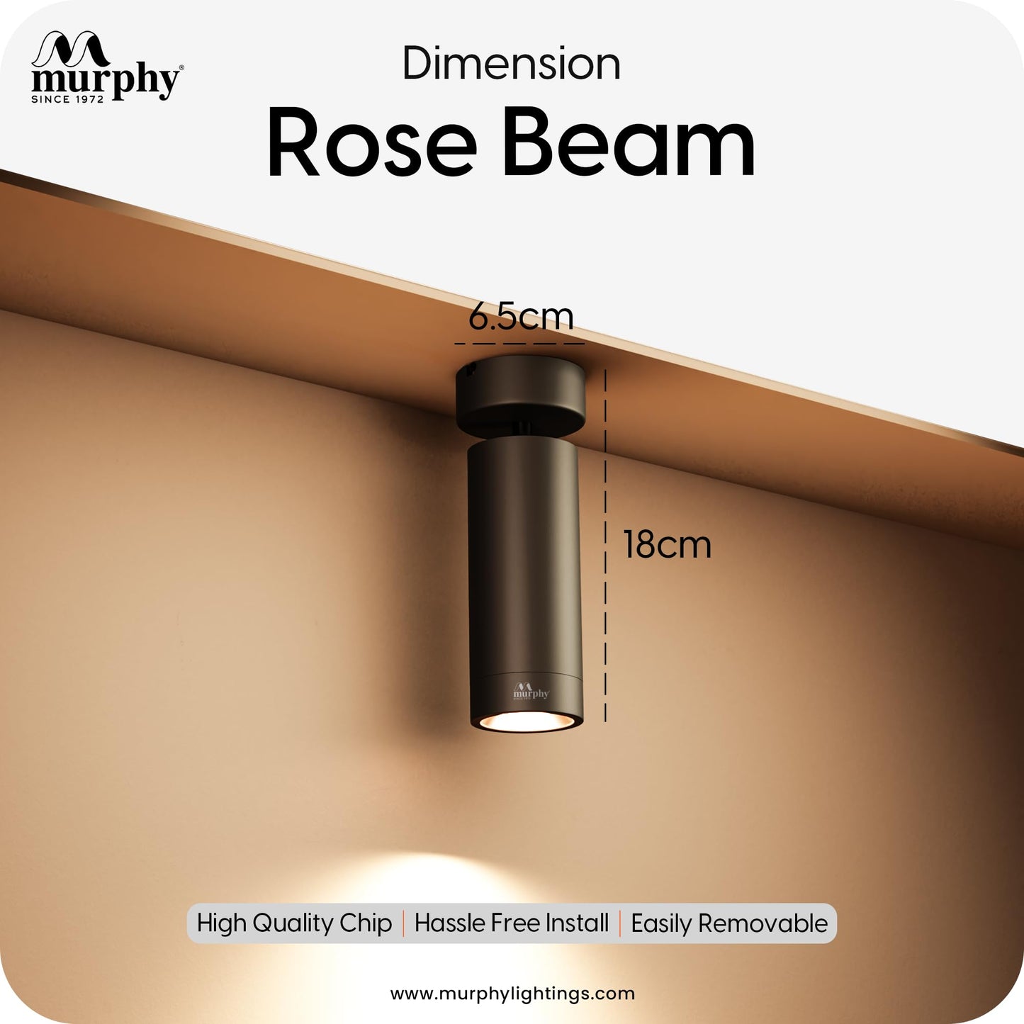 Murphy 12W LED Surface Mount Spot Light for Ceiling Warm White, Aluminium Body, Anti-Glare Design, Indoor Use – Black Rose Gold Finish, 2-Year Warranty