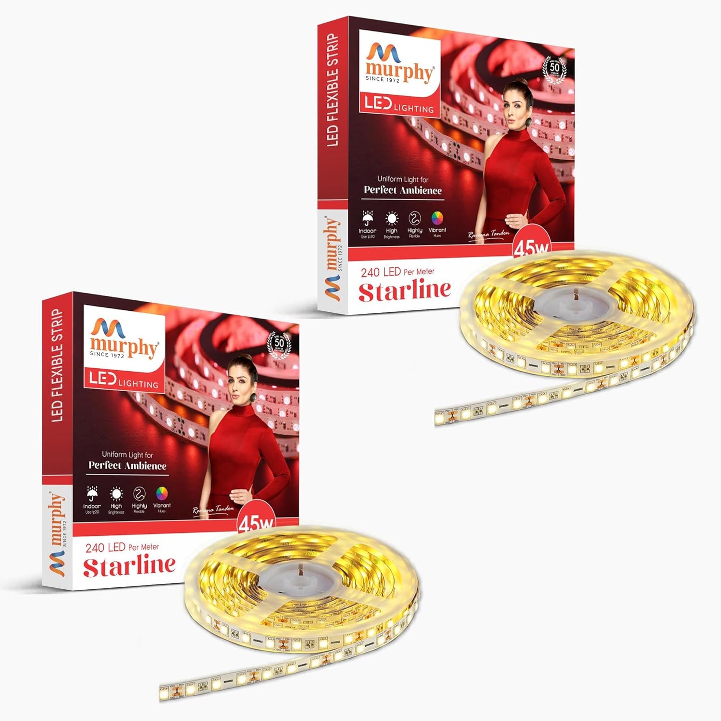Murphy 45W LED Strip Light 2835 High Lumen 5 Metre (120 LEDs/Mtr) Cool White – 12V DC 10A Driver Included | Cove/False Ceiling/Decor Light