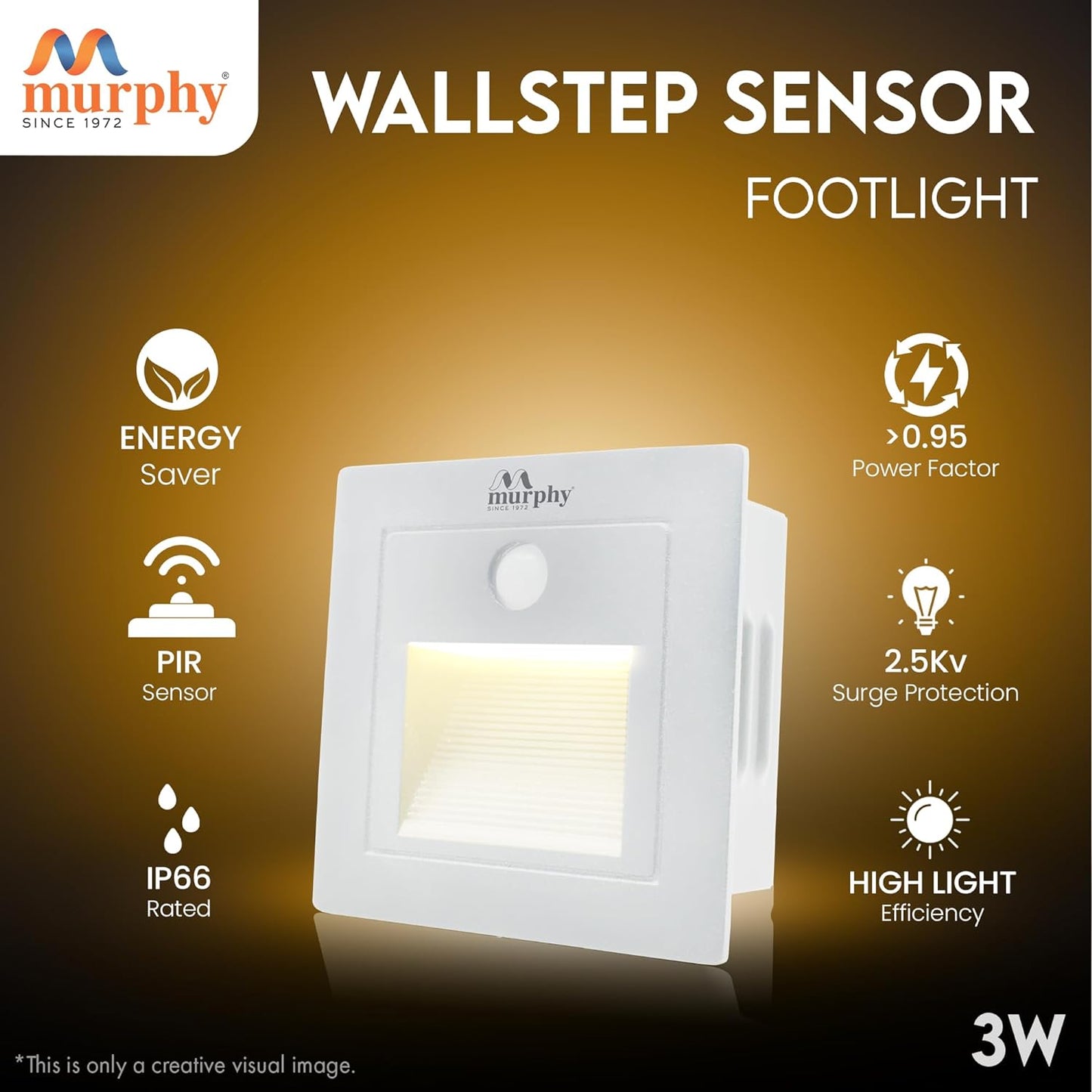 Murphy 3W LED Foot Wall Step Concealed Light With Motion Sensor - RECESS-White Body