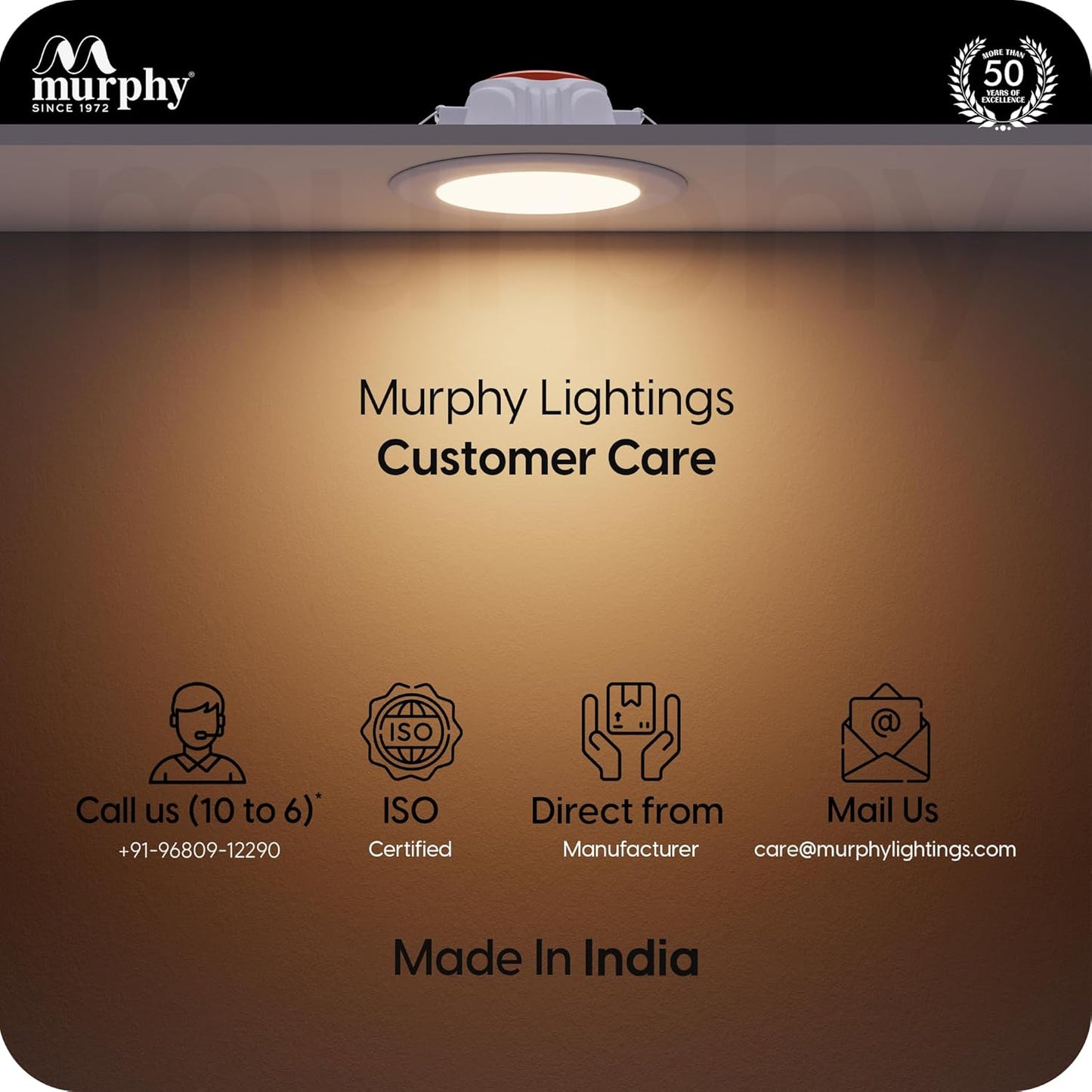 Murphy 12W LED Down Light, Round, Recessed Ceiling LED Light, Suited for 3 inch Junction Box/Concealed Box (2 Years Warranty)