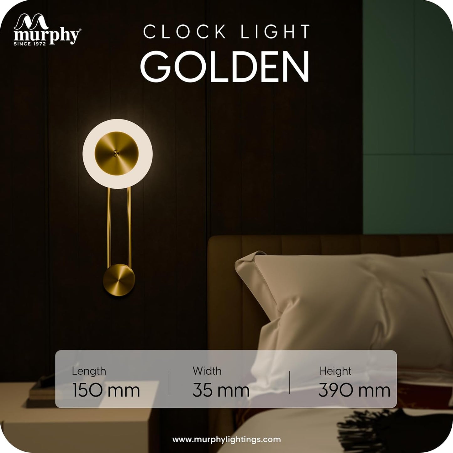 Murphy Modern Brass Finish Clock Style Pendant Wall Light – Luxury Hanging Light with 3in1 Colour Changing Function 2 Years Warranty