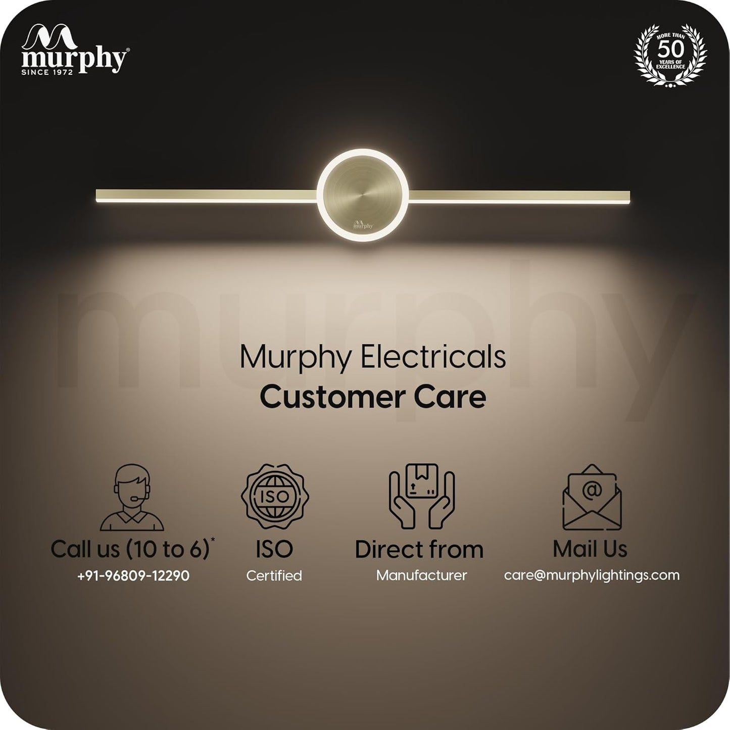 Murphy 16W+2W LED Mirror Light | 3 Color Changing (White/Warm/Natural) | Full Brass Finish – Sun Model, Modern Over Mirror Vanity Light