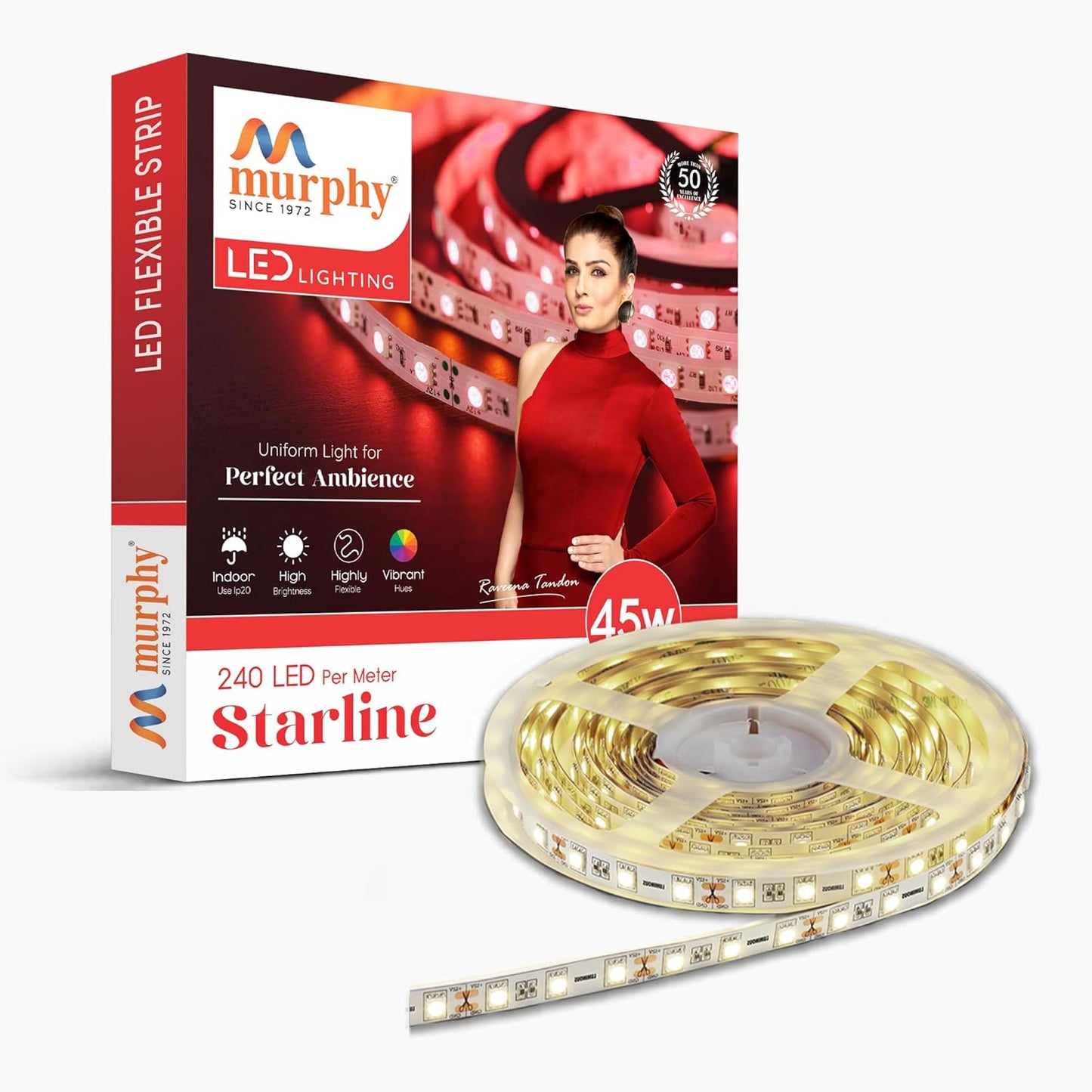Murphy 45W LED Strip Light 2835 High Lumen 5 Metre (120 LEDs/Mtr) Cool White – 12V DC 10A Driver Included | Cove/False Ceiling/Decor Light