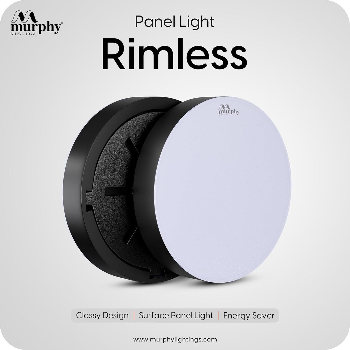 Murphy Rimless Surface LED Light 6W (Cool White, 6000K) – Black Shockproof PC Body, 100lm/W, BIS Approved, 4kV Surge Protection, 2-Year Warranty