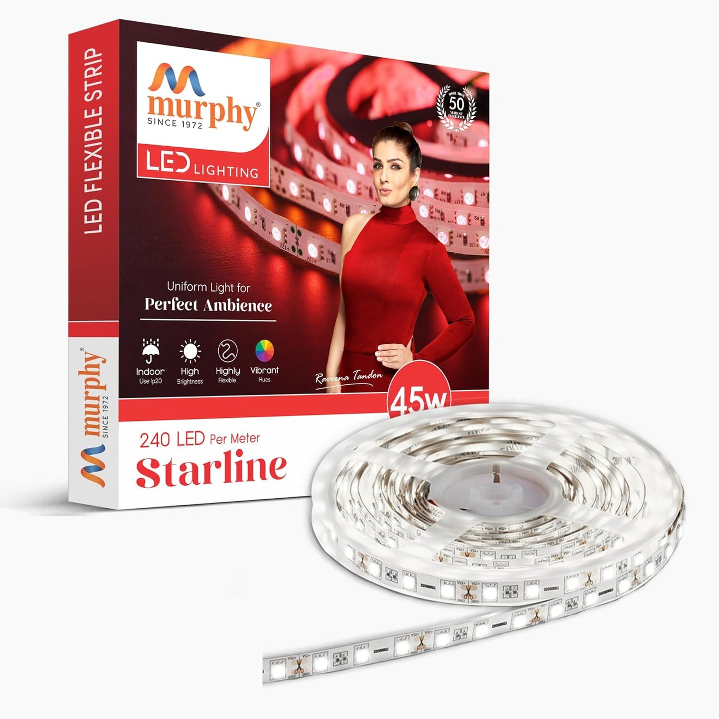 Murphy 45W LED Strip Light 2835 High Lumen 5 Metre (120 LEDs/Mtr) Cool White – 12V DC 10A Driver Included | Cove/False Ceiling/Decor Light
