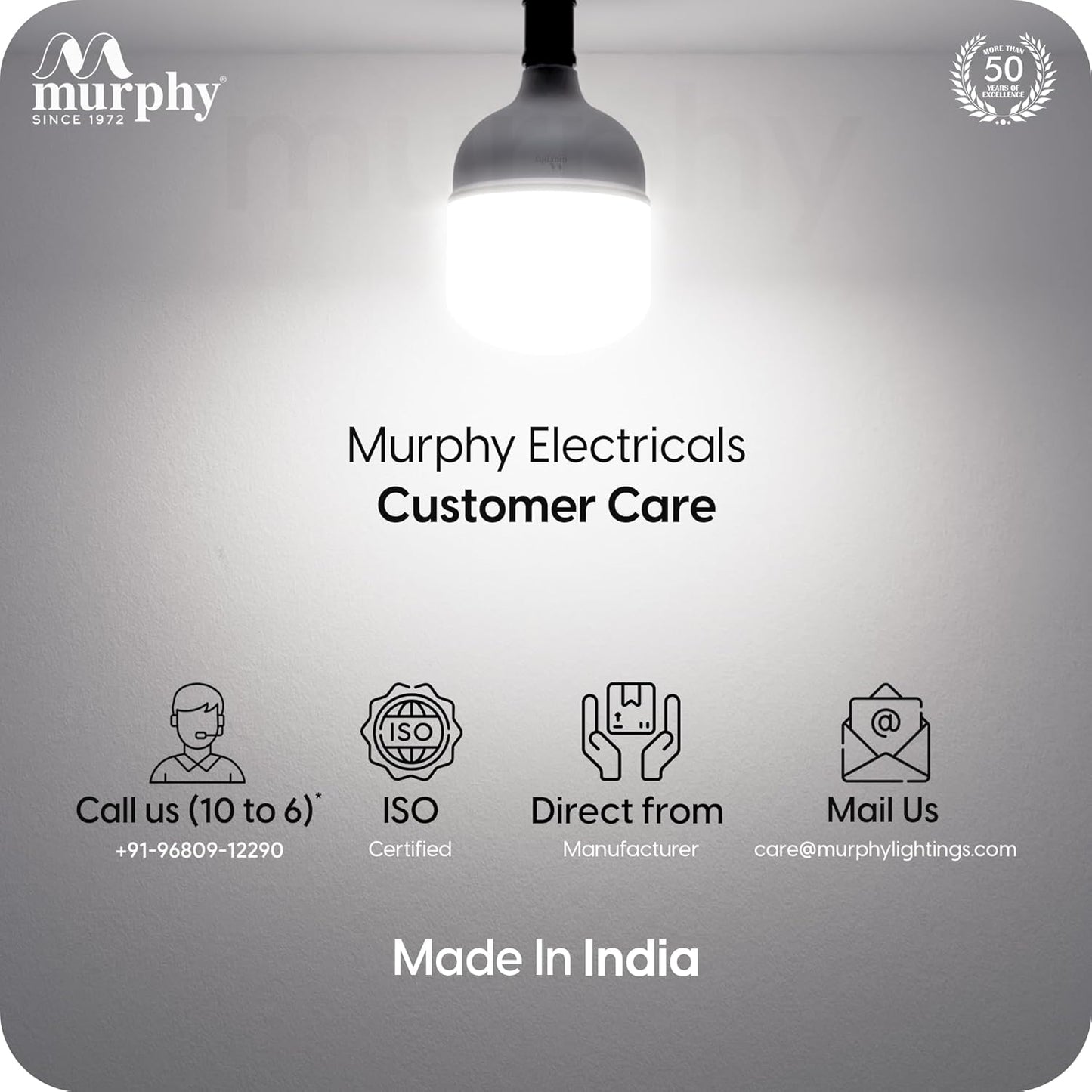 Murphy 70W LED Bulb β Cool Daylight | High Wattage Energy-Saving Bulb | B22 Base | Long Life | 6500K Bright White | 2-Year Warranty