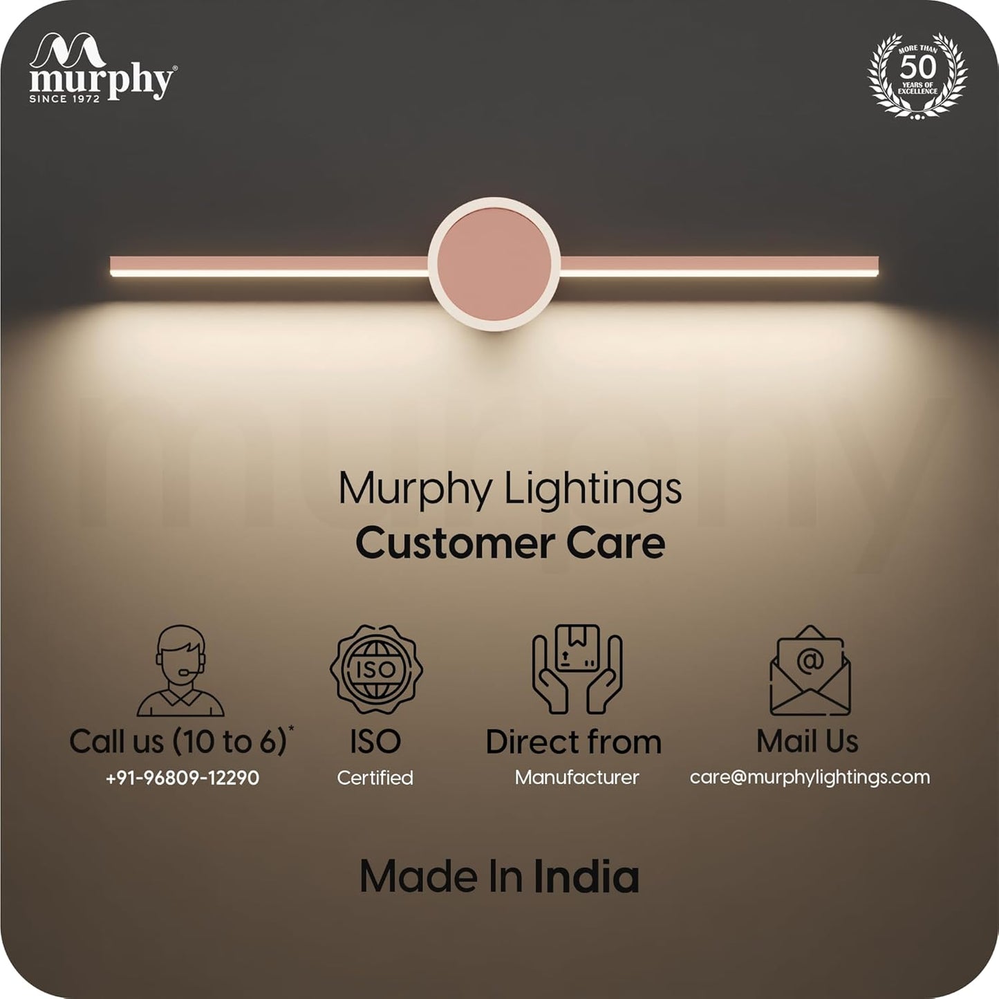 Murphy 16W+2W LED Mirror Light | 3 Color Changing (White/Warm/Natural) | Full Copper Finish – Sun Design, Modern Over Mirror Vanity/Bathroom Light