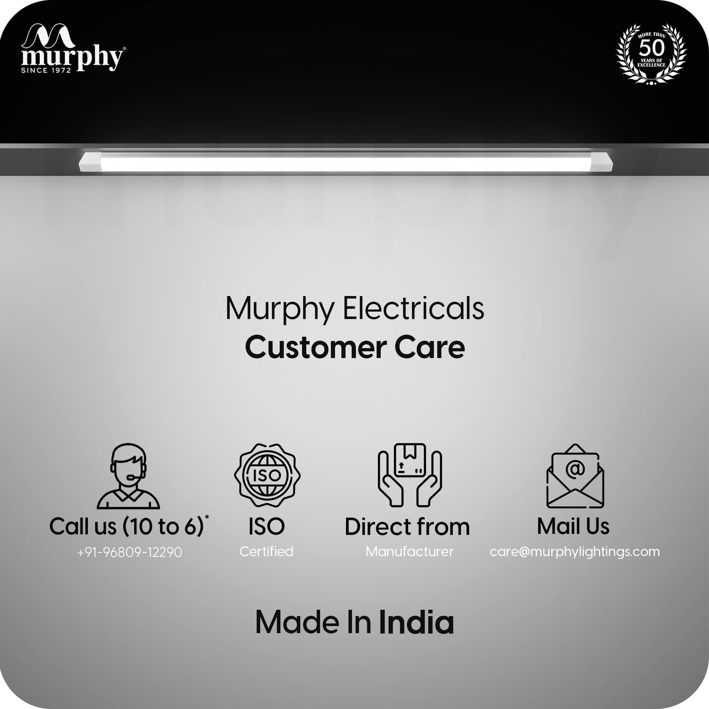 Murphy MaxGlow 100W LED Tube Light, | 10000 Lumens| Cool White 6500K | Aluminium & PC Body | BIS Approved | 4kV Surge Protection| 2 Year Warranty | Pack of 2