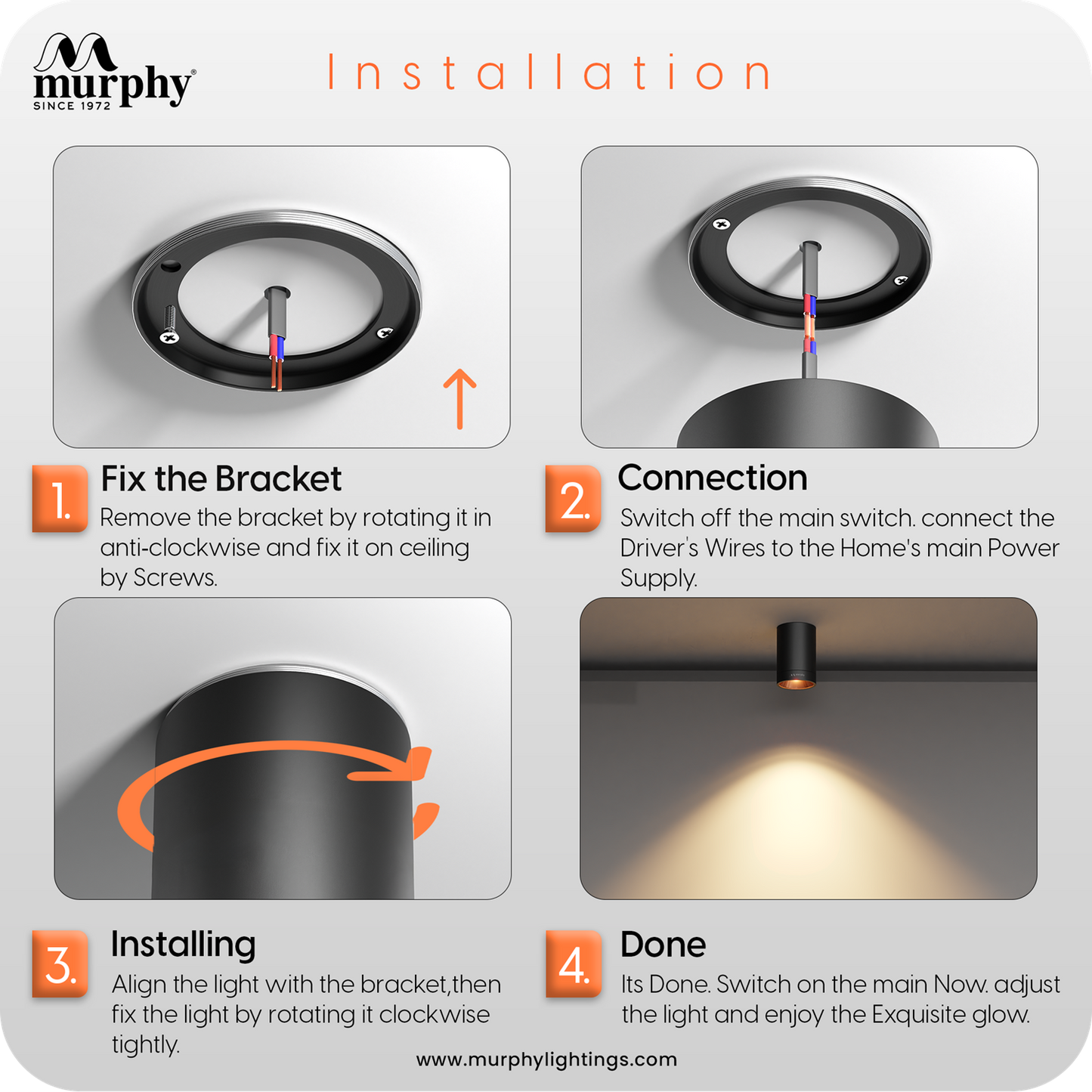 Murphy 15W Cylindrical Surface Mounted COB Spot Downlight