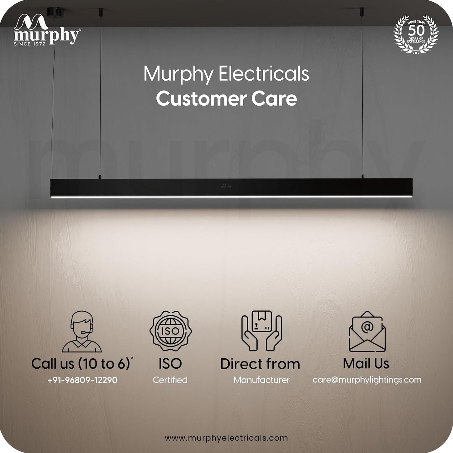 Murphy LumaLine TrioGlow 15W Black Body Premium LED Mirror Wall Bathroom Light - with 3-in-1 Colour Cool White/Warm White/Natural White Linear Bar