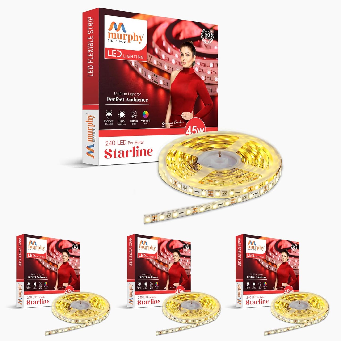 Murphy 45W LED Strip Light 2835 High Lumen 5 Metre (120 LEDs/Mtr) Cool White – 12V DC 10A Driver Included | Cove/False Ceiling/Decor Light
