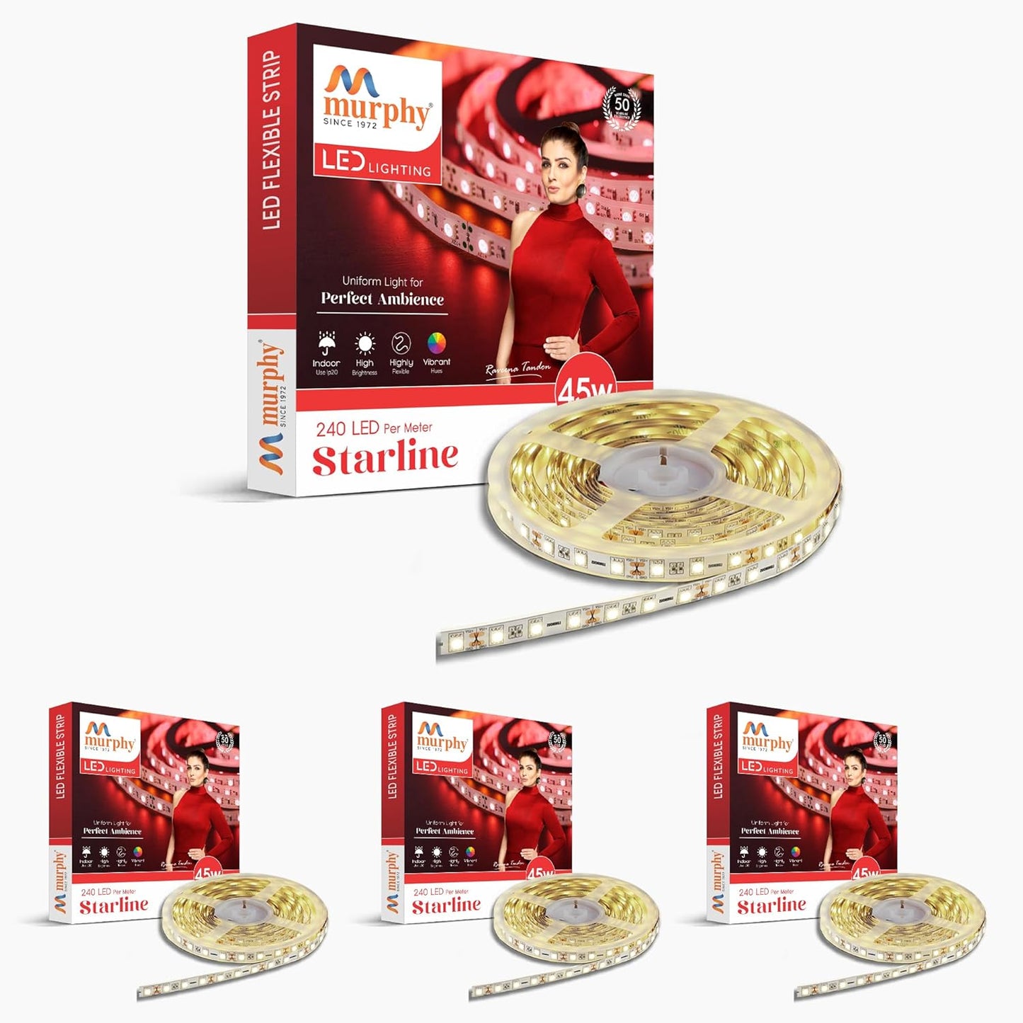 Murphy 45W LED Strip Light 2835 High Lumen 5 Metre (120 LEDs/Mtr) Cool White – 12V DC 10A Driver Included | Cove/False Ceiling/Decor Light