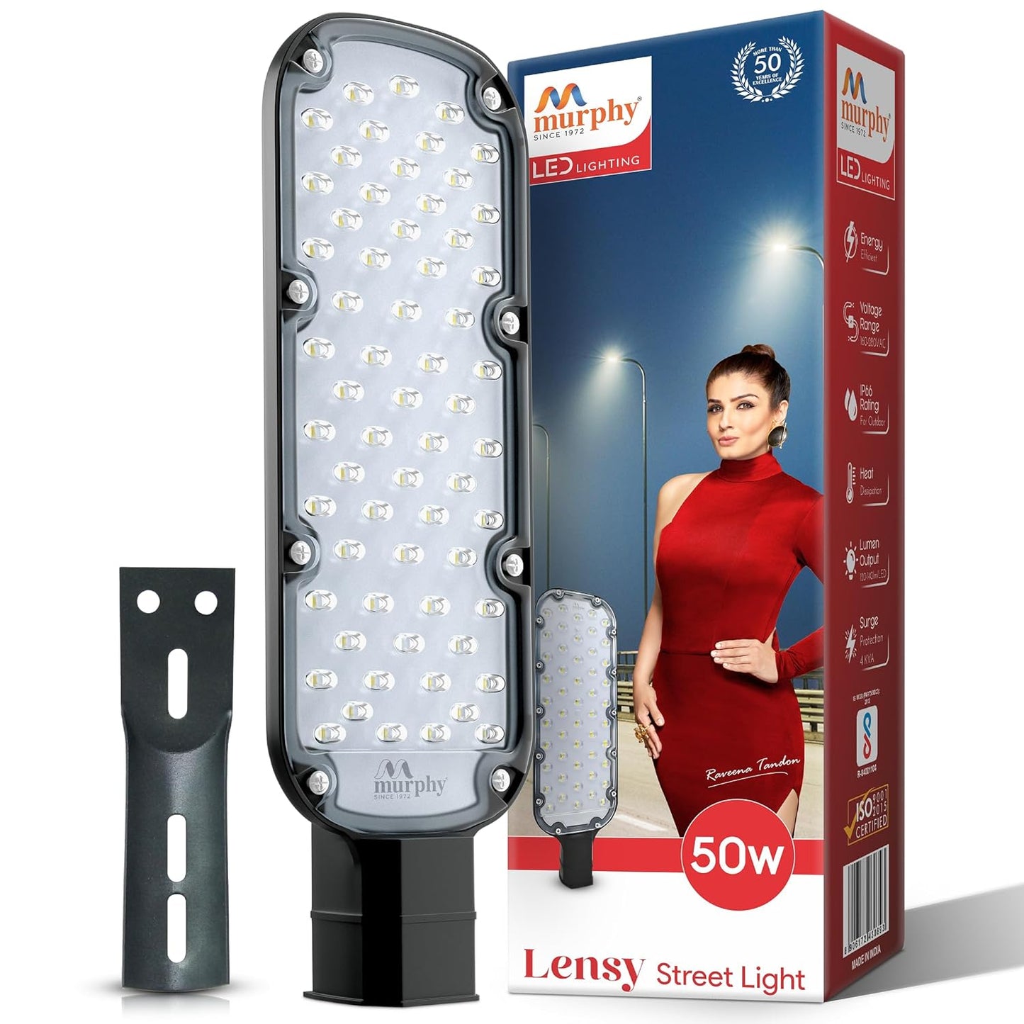Murphy LED Lensy 50 Watts Ip-65 Bis Approved Waterproof Outdoor Street Light, Cool White