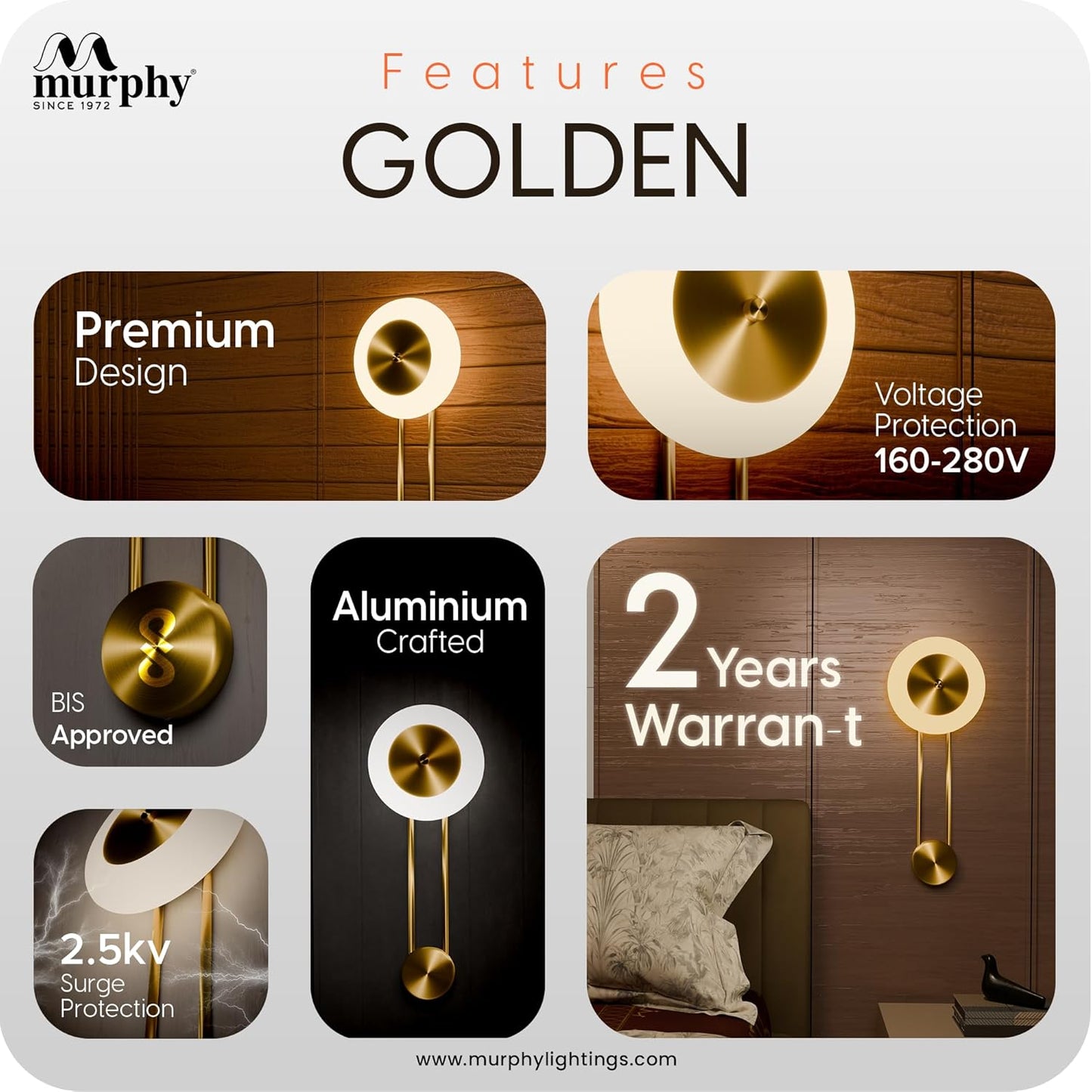 Murphy Modern Brass Finish Clock Style Pendant Wall Light – Luxury Hanging Light with 3in1 Colour Changing Function 2 Years Warranty