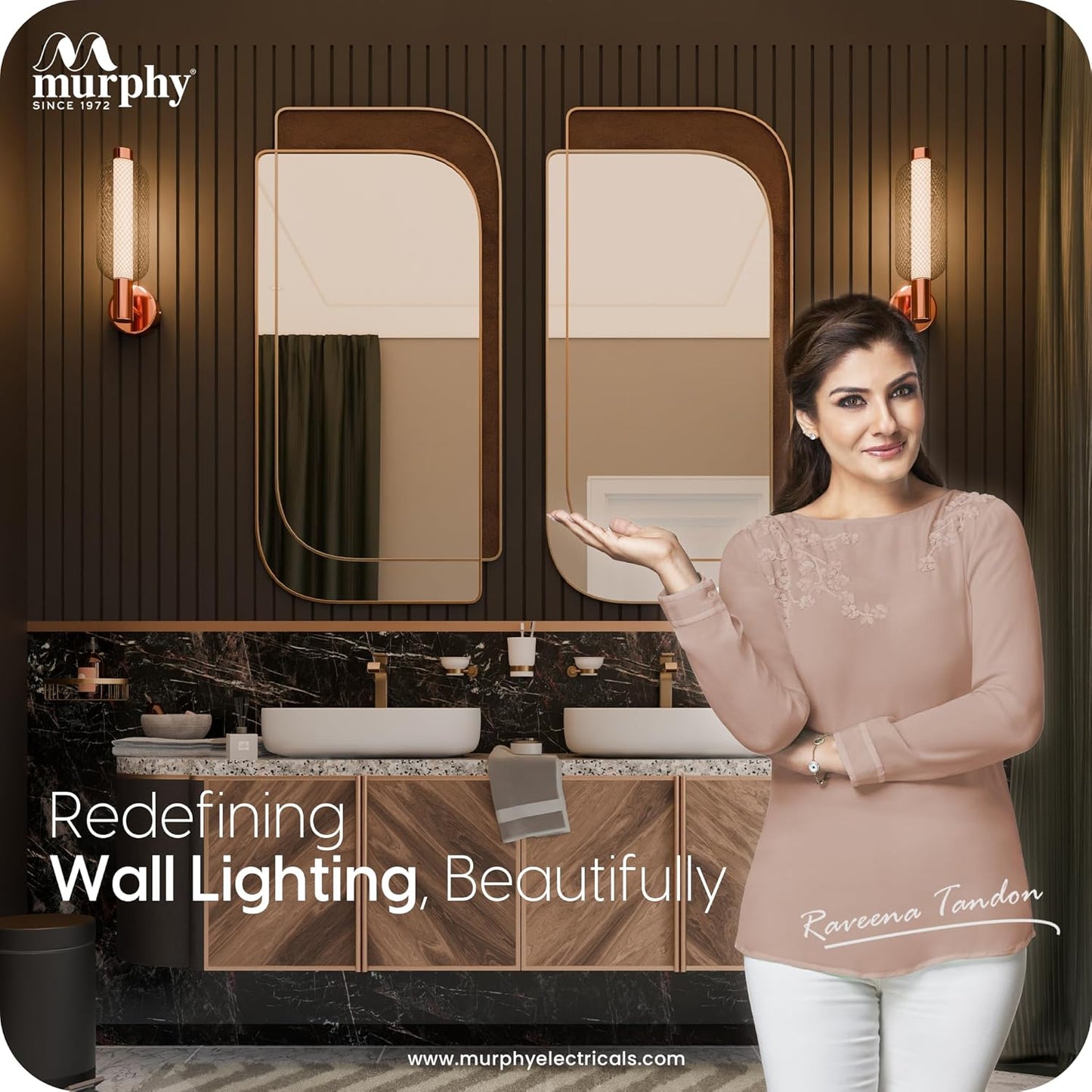Murphy Noir Net Wall Lamp | Warm White LED Decorative Wall Light | Premium Rose Gold Finish | Modern Indoor Wall Lamp with 2 Year Warranty