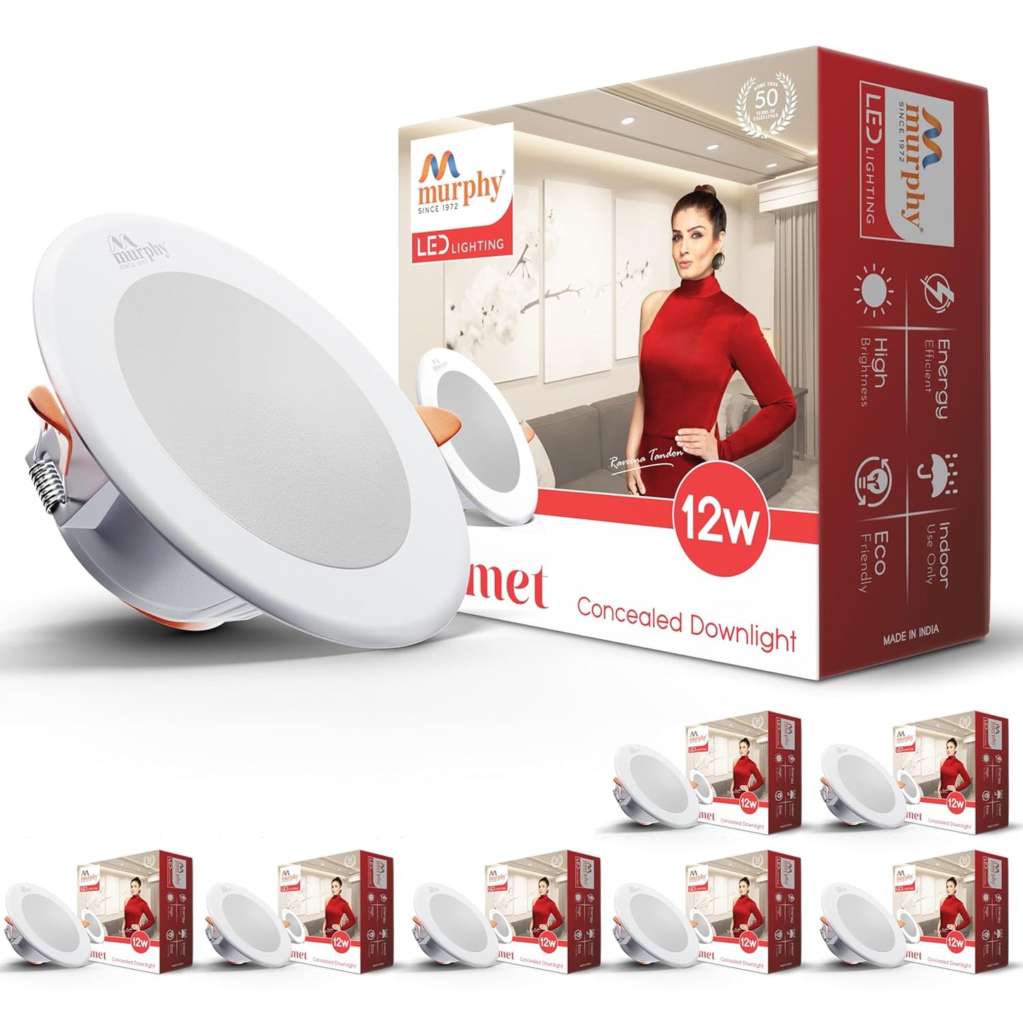 Murphy 12W LED Down Light, Round, Recessed Ceiling LED Light, Suited for 3 inch Junction Box/Concealed Box (2 Years Warranty)