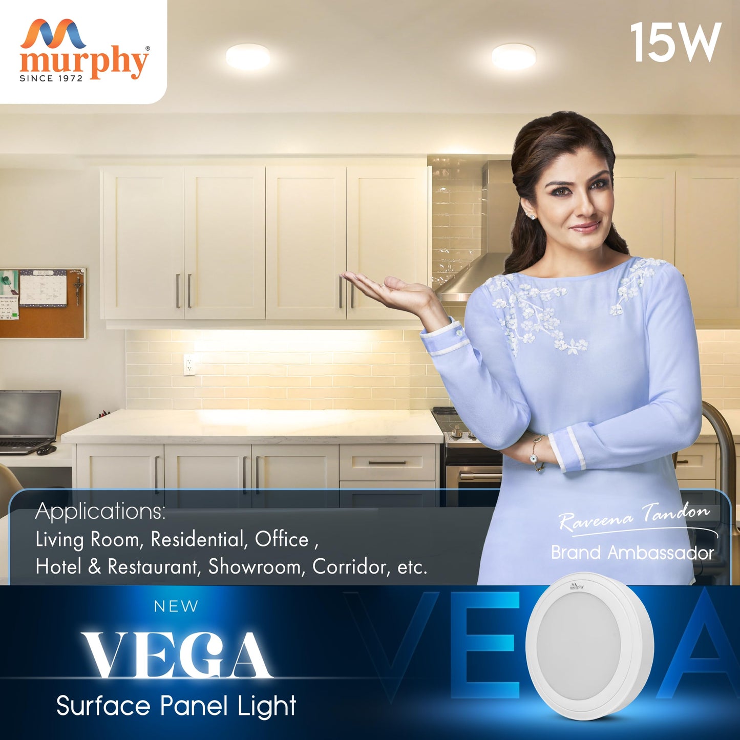Murphy 15W Vega Round Surface Panel Light