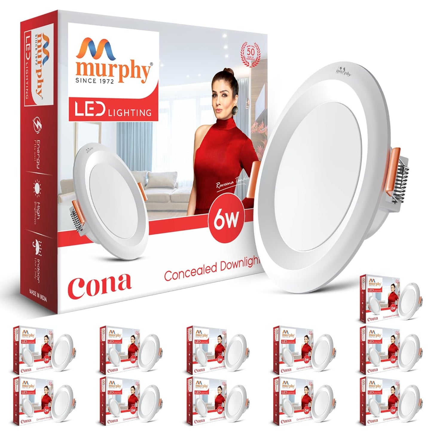 Murphy Cona 6W Round LED Concealed Panel Down Light | Best Suited for 3-Inch Cutout, Energy Efficient, 2 Years Warranty