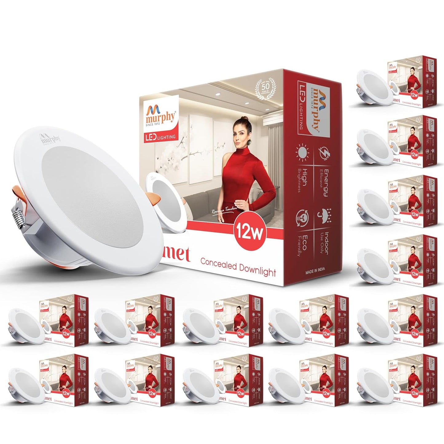 Murphy 12W LED Down Light, Round, Recessed Ceiling LED Light, Suited for 3 inch Junction Box/Concealed Box (2 Years Warranty)