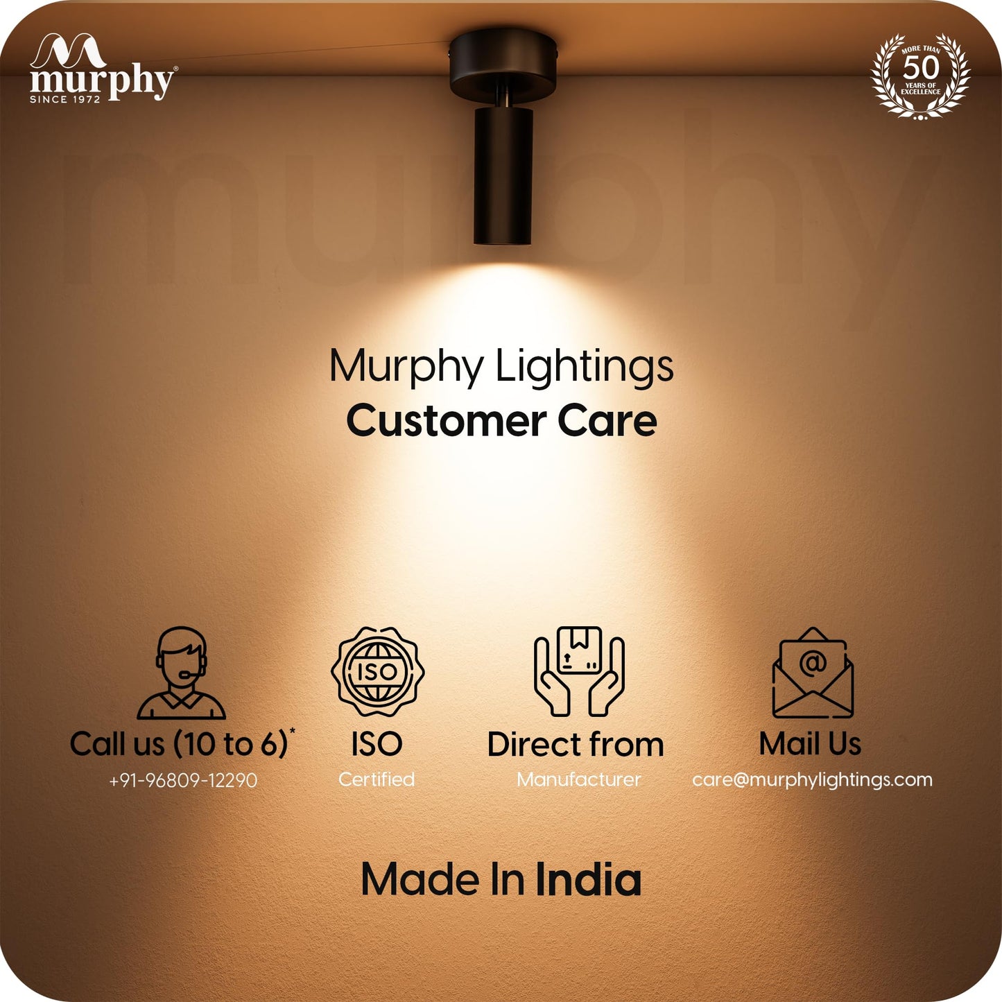Murphy 12W LED Surface Mount Spot Light for Ceiling Warm White, Aluminium Body, Anti-Glare Design, Indoor Use – Black Rose Gold Finish, 2-Year Warranty
