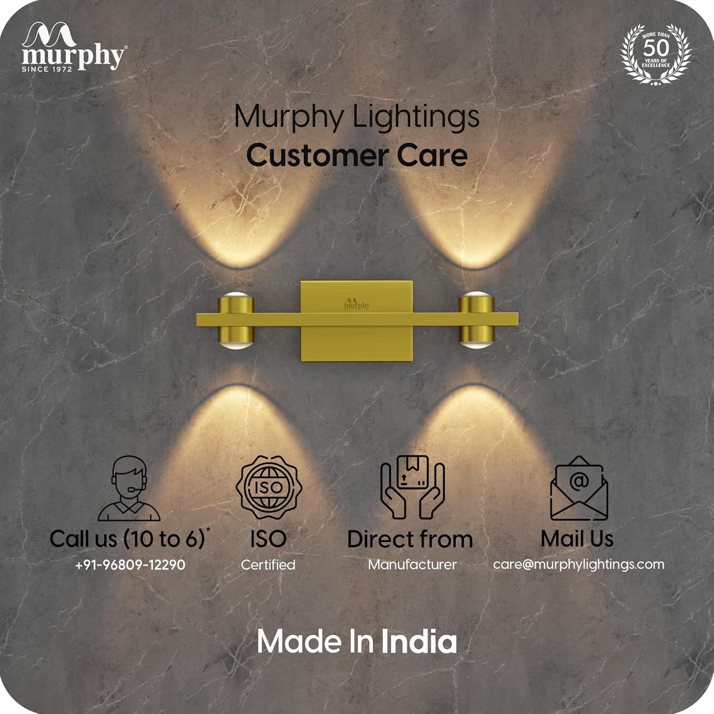 Murphy Astrum LED Wall Light – 2 Beam Up & 2 Beam Down | Warm White | Premium Gold Aluminium Body | Indoor Modern Accent Light for Living Room, Hallway & Balcony