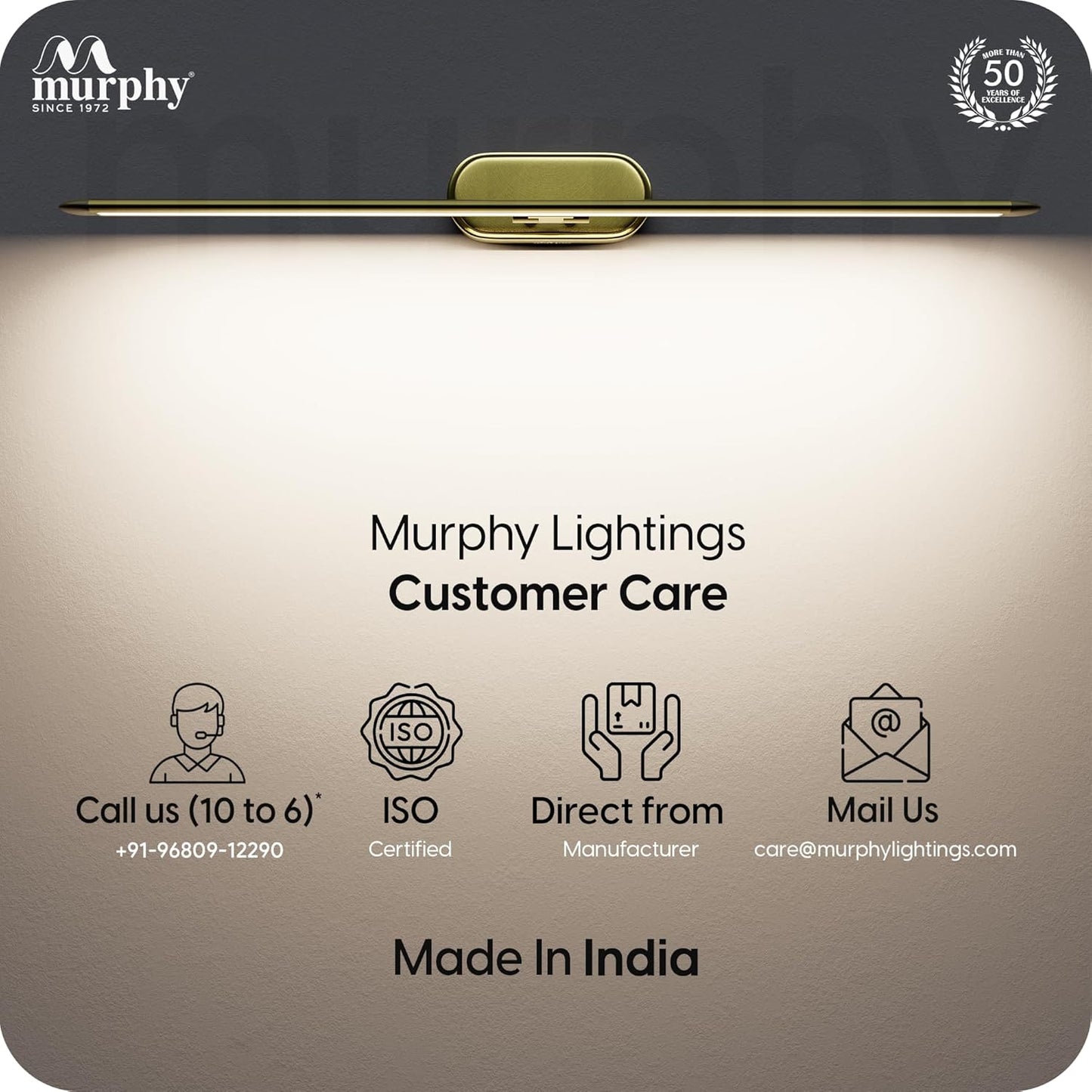 Murphy 6W 3-in-1 Color Chnaging FullBrass Finish Finish LED Mirror Picture Wall Light,Bathroom Vanity Led Mirror Light (Cool White/Warm White/Natural White)