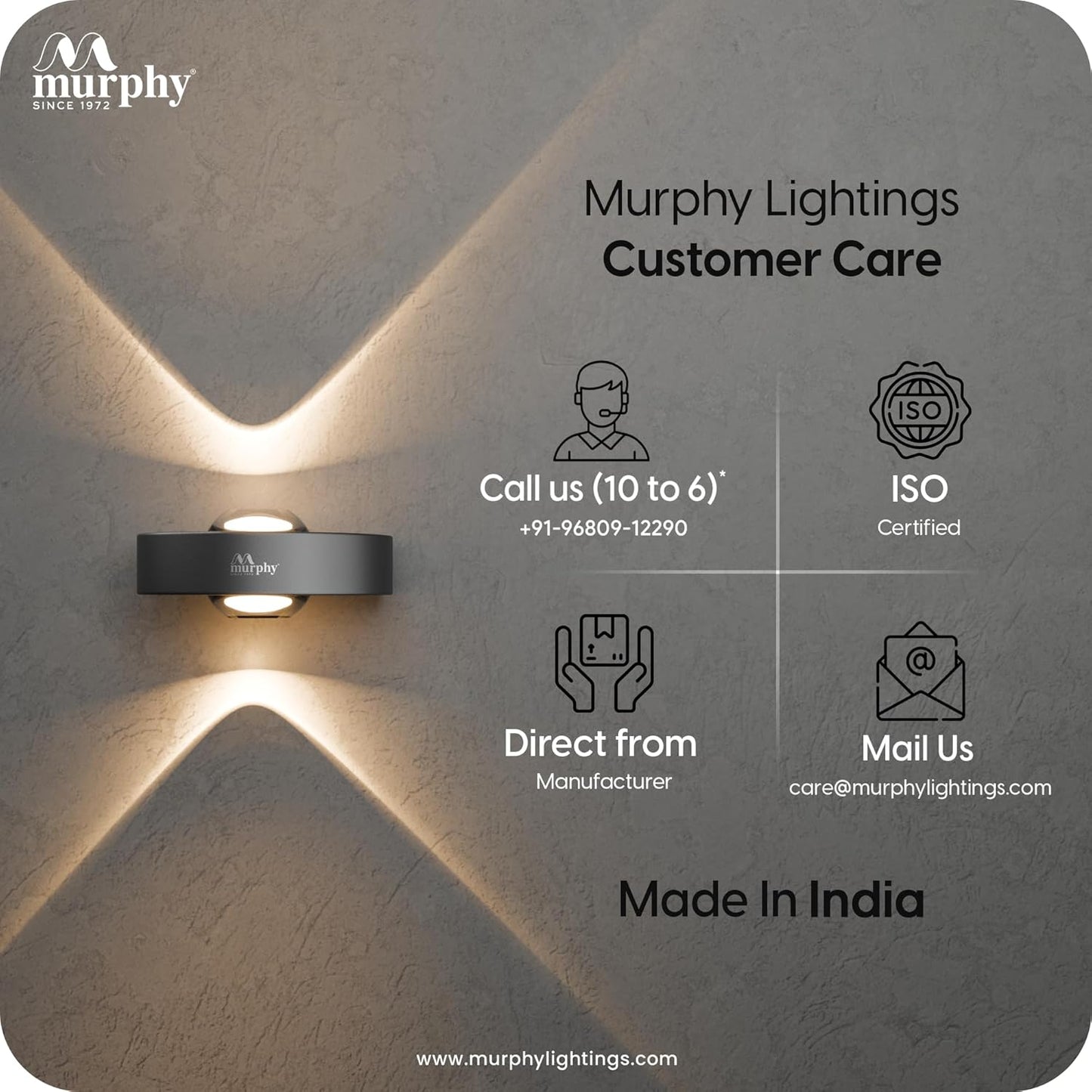 Murphy Areo 2-Way Waterproof LED Wall Light – Warm White, Aluminum Body, 2-Year Warranty, Indoor & Outdoor