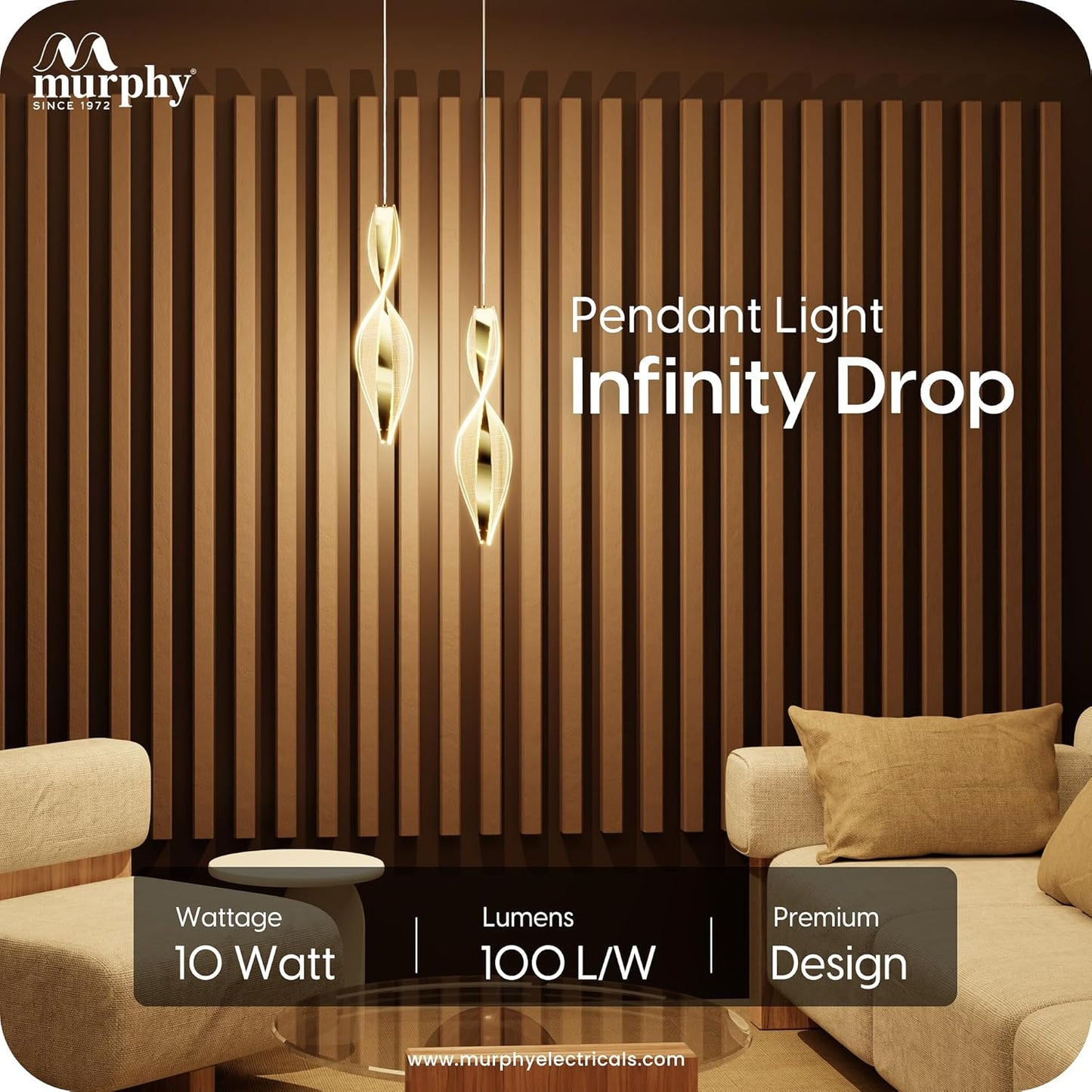 Murphy 3-in-1 Color Changing Pendant Light – 2-Year Warranty |French Gold|Modern LED Hanging Lamp