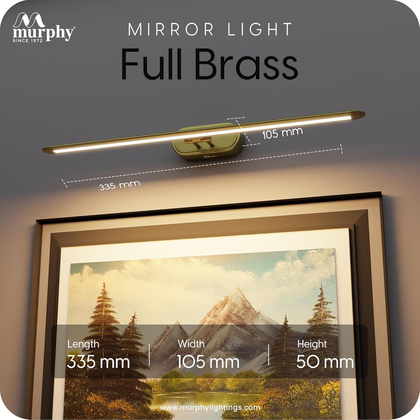 Murphy 6W 3-in-1 Color Chnaging FullBrass Finish Finish LED Mirror Picture Wall Light,Bathroom Vanity Led Mirror Light (Cool White/Warm White/Natural White)