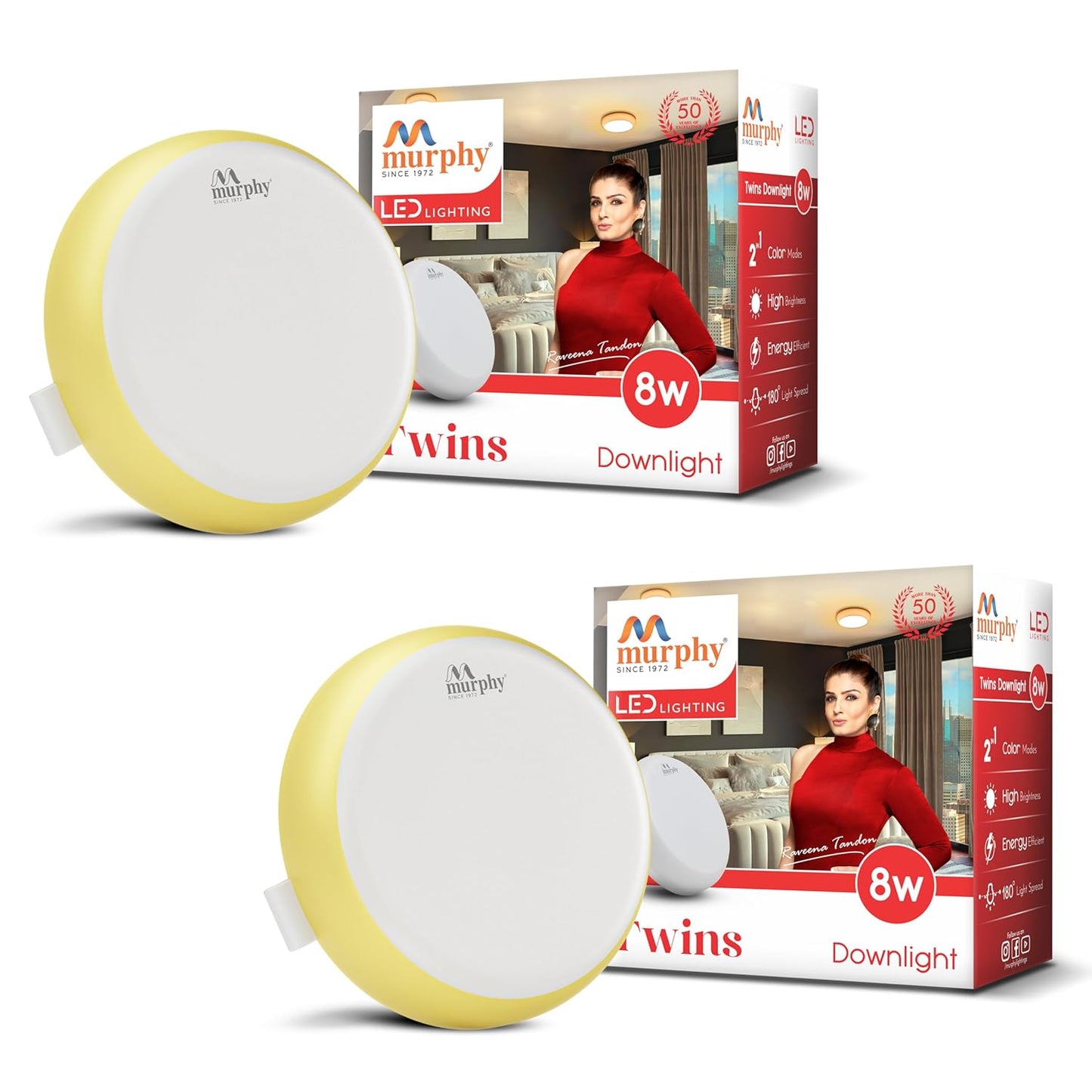 Murphy 2-in-1 8W+8W Double Color Round LED Junction Box Ceiling Light | High Brightness Energy Saving Indoor Light | 2-Year Warranty