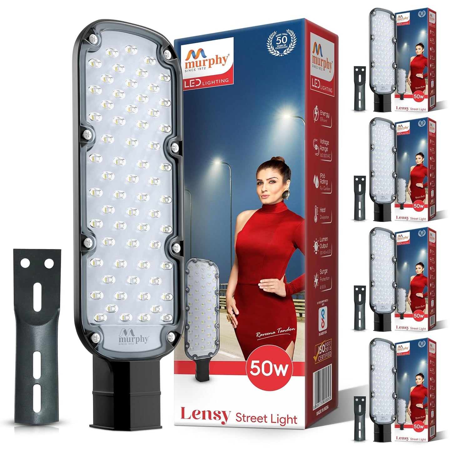 Murphy LED Lensy 50 Watts Ip-65 Bis Approved Waterproof Outdoor Street Light, Cool White