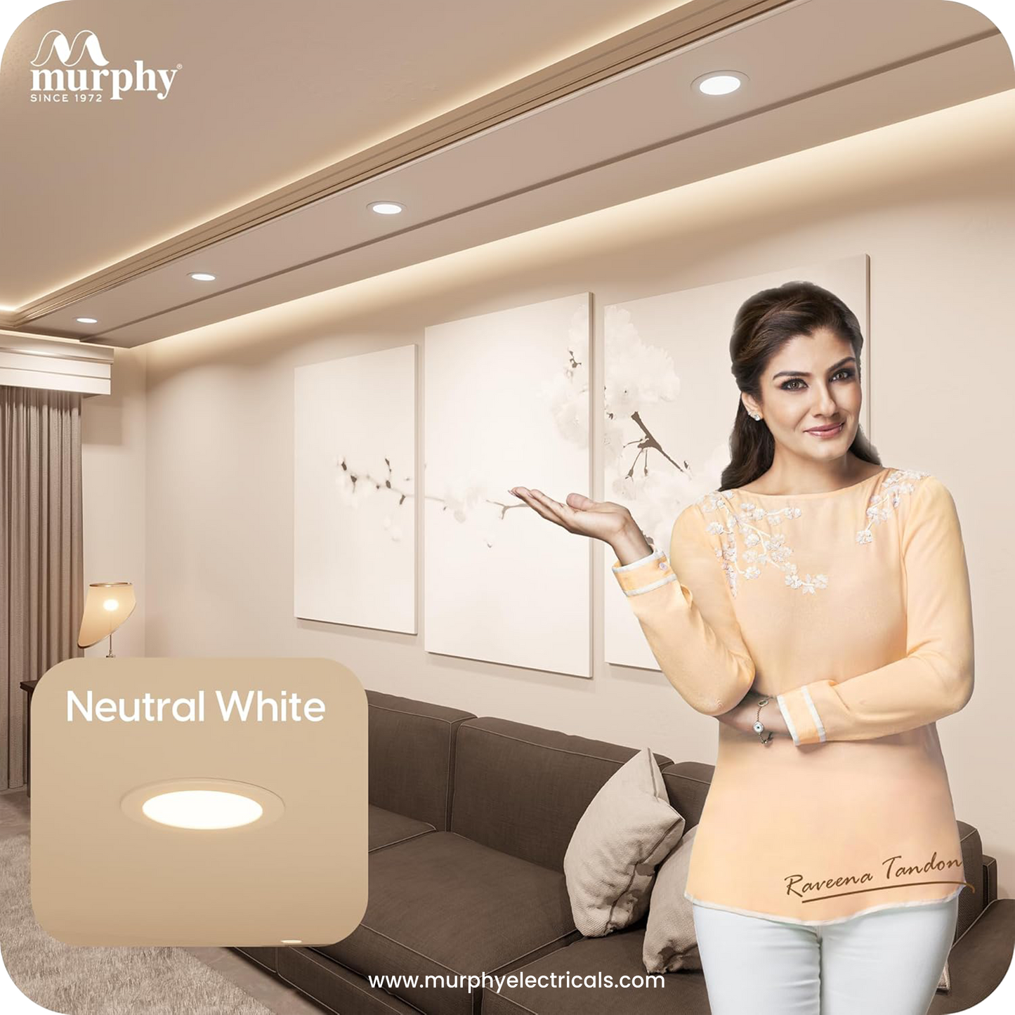Murphy Crest Premium 12W LED Concealed Down Light | Slim Modern False Ceiling Lighting | Suitable for 3-Inch Cutout