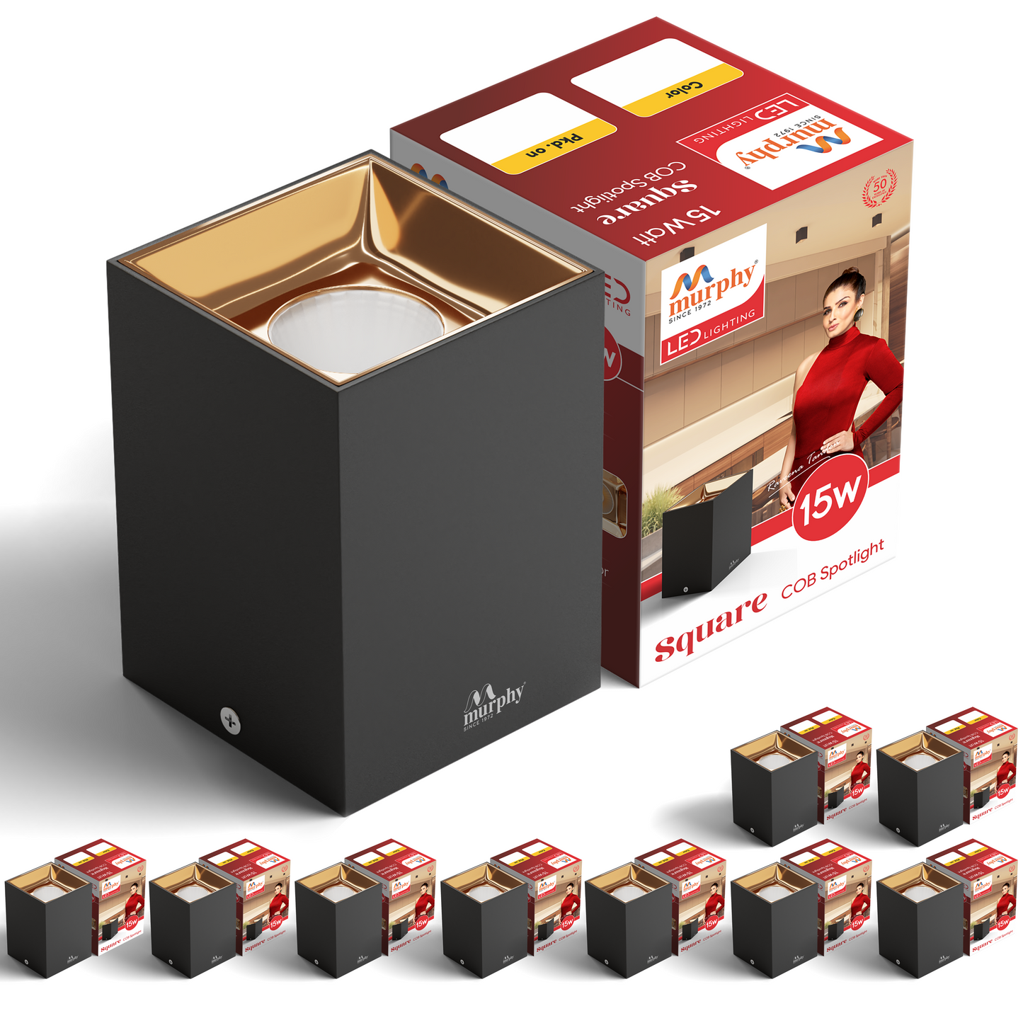 Murphy 15W Square Cylindrical Shape Surface Mounted COB Spot Downlight