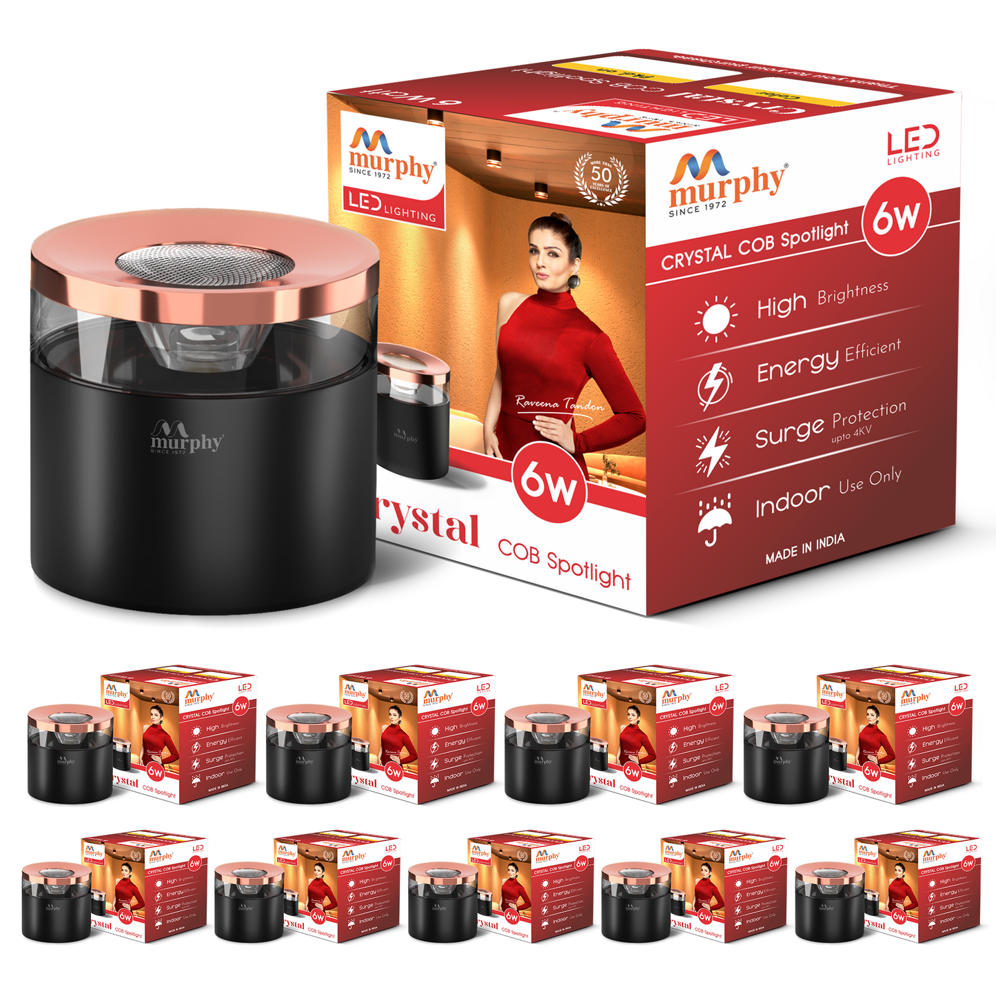 Murphy 6W Crystal Black Rose Gold Cylindrical COB Surface Light